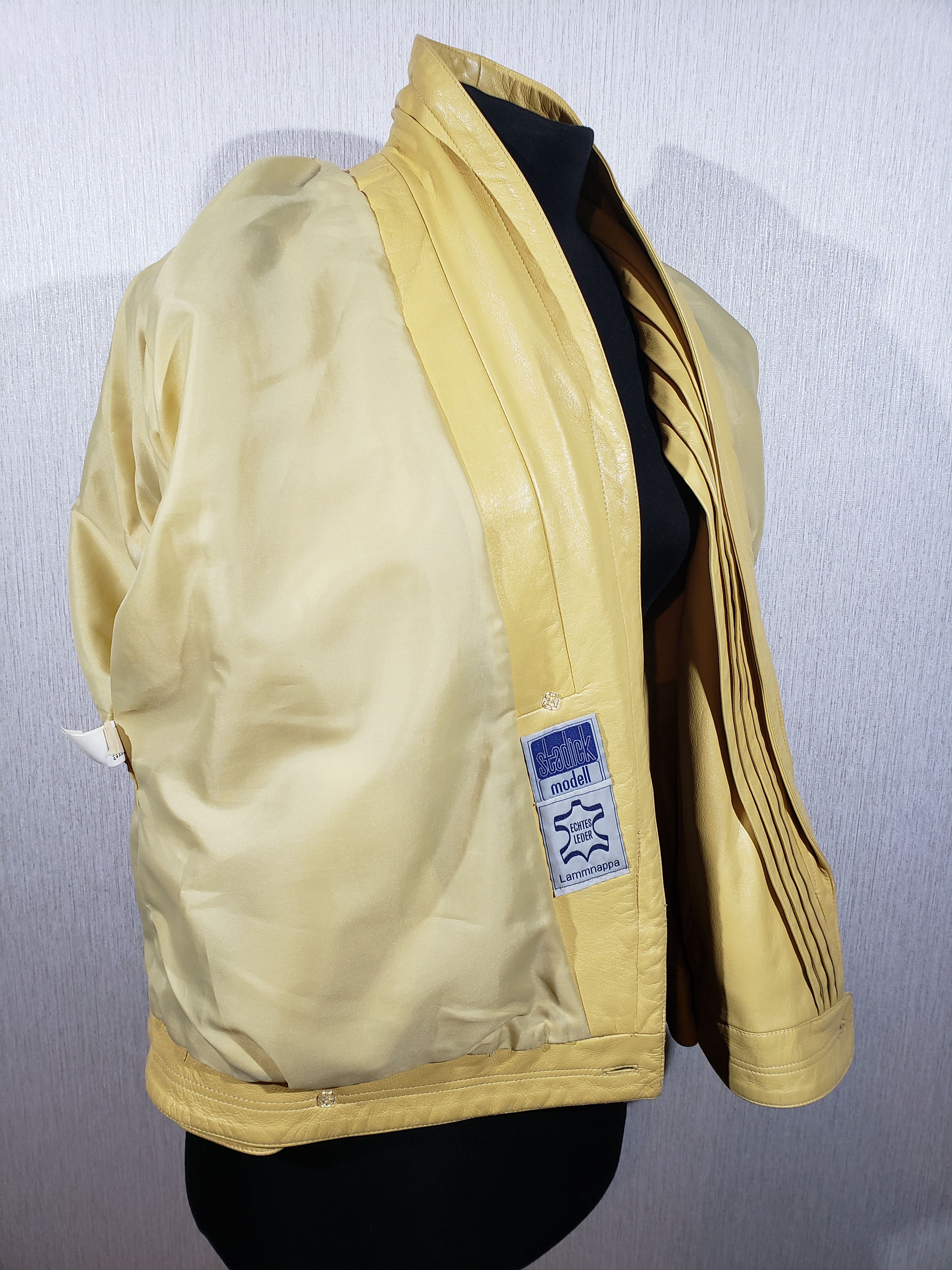 Other Stylish yellow leather women's jacket. Size XL / US 12-14 / IT 48-50 - 9 Thumbnail