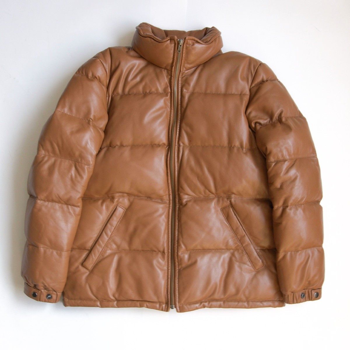 Vintage WIND ARMOR Leather Down Jacket Brown Size L Size US L / EU 52-54 / 3 - 1 Thumbnail