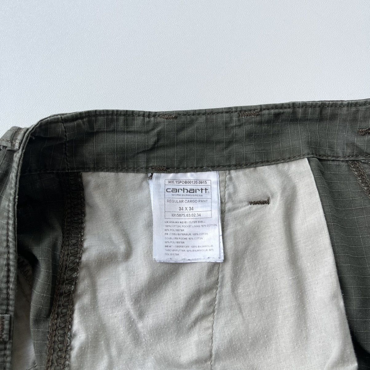 Carhartt Wip Carhartt WIP Regular Fit Baggy Cargo Pants Green Y2K Size US 34 / EU 50 - 10 Thumbnail