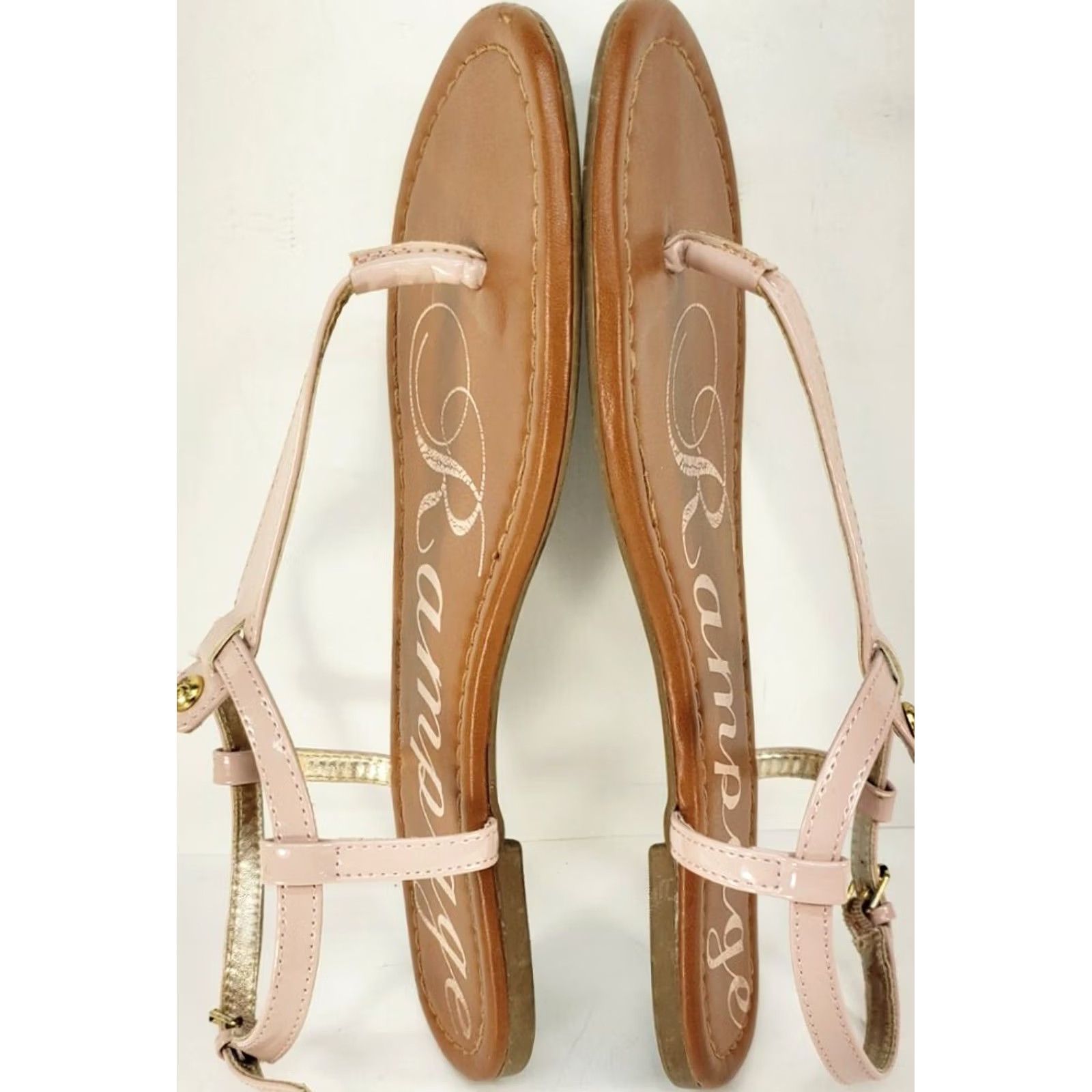 Vintage Rampage Peshmina T-strap Flat Sandals Pink 8.5M Women Sandal Casual with Gold Buckle Ornament Strap Size US 9 / IT 39 - 7 Thumbnail
