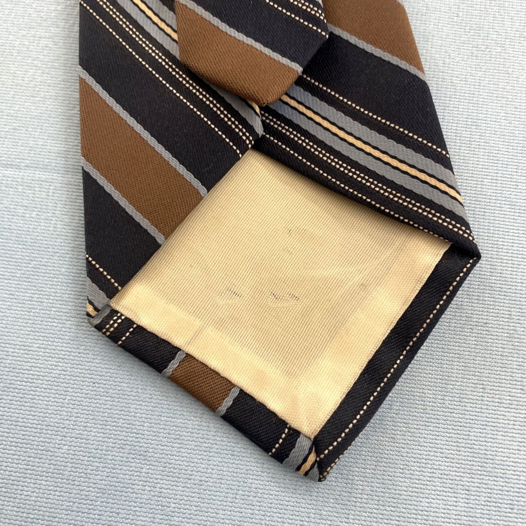 Sears Sears Repp Tie vtg 60s Men's Store Texturize Poly Necktie Stripe Brown Blue 3x55 Capsule Necktie Size ONE SIZE - 6 Thumbnail