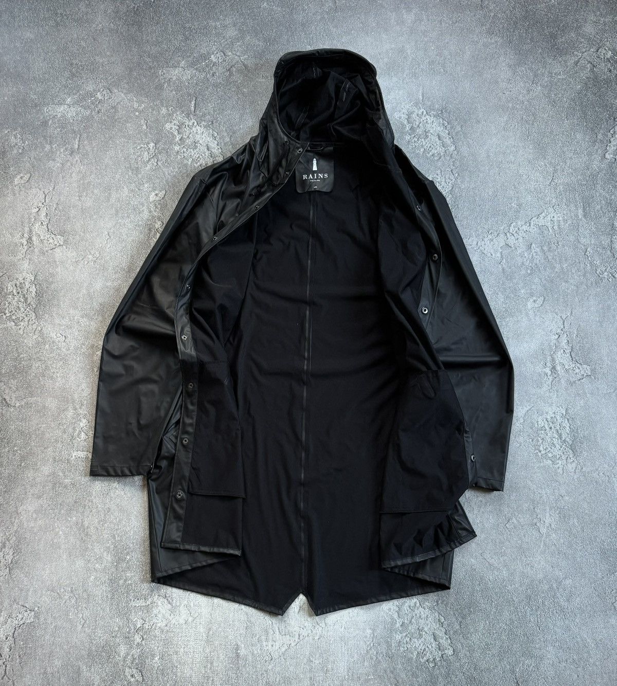 Rains Rains L/XL waterproof light long jacket hooded long coat Size US XL / EU 56 / 4 - 11 Thumbnail