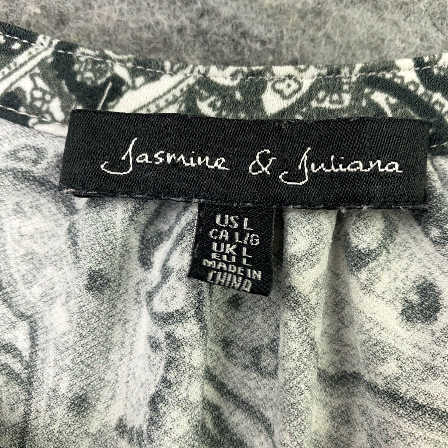 Vintage Jasmine & Juliana Womens Blouse Shirt V-Neck 3/4 Sleeve Black Paisley Stretch L Regular Size L / US 10 / IT 46 - 4 Thumbnail