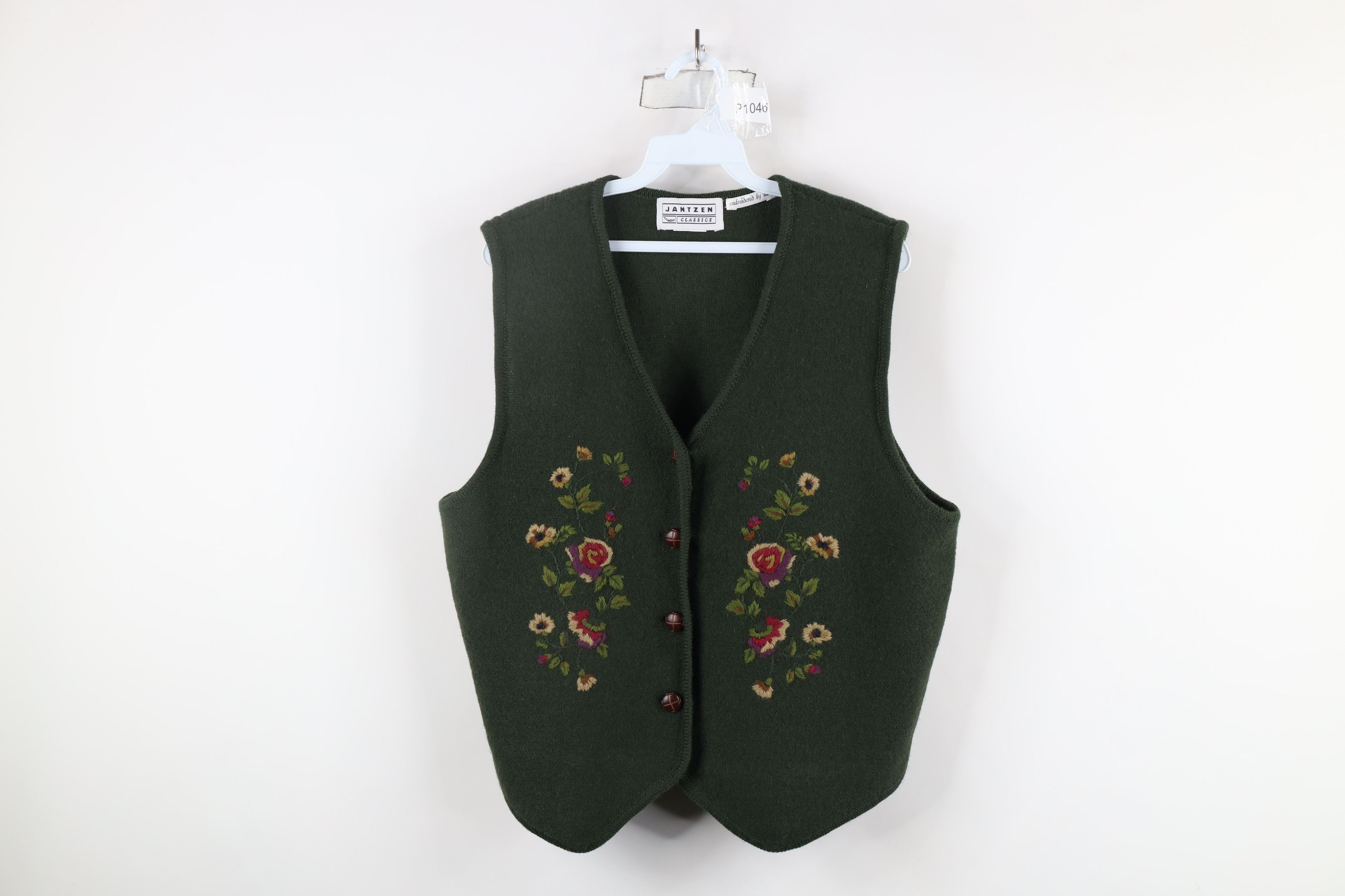 Vintage Vintage 90s Streetwear Hand Embroidered Flower Sweater Vest Size L / US 10 / IT 46 - 1 Thumbnail