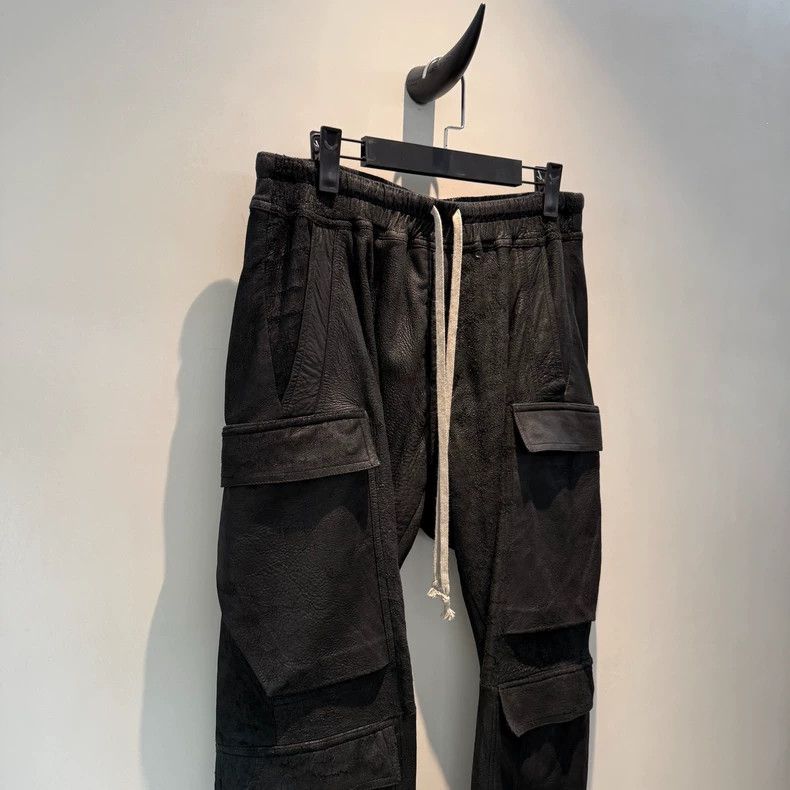rick owens Extra Heavy Burnt Sheepskin Drawstring Pocket Co