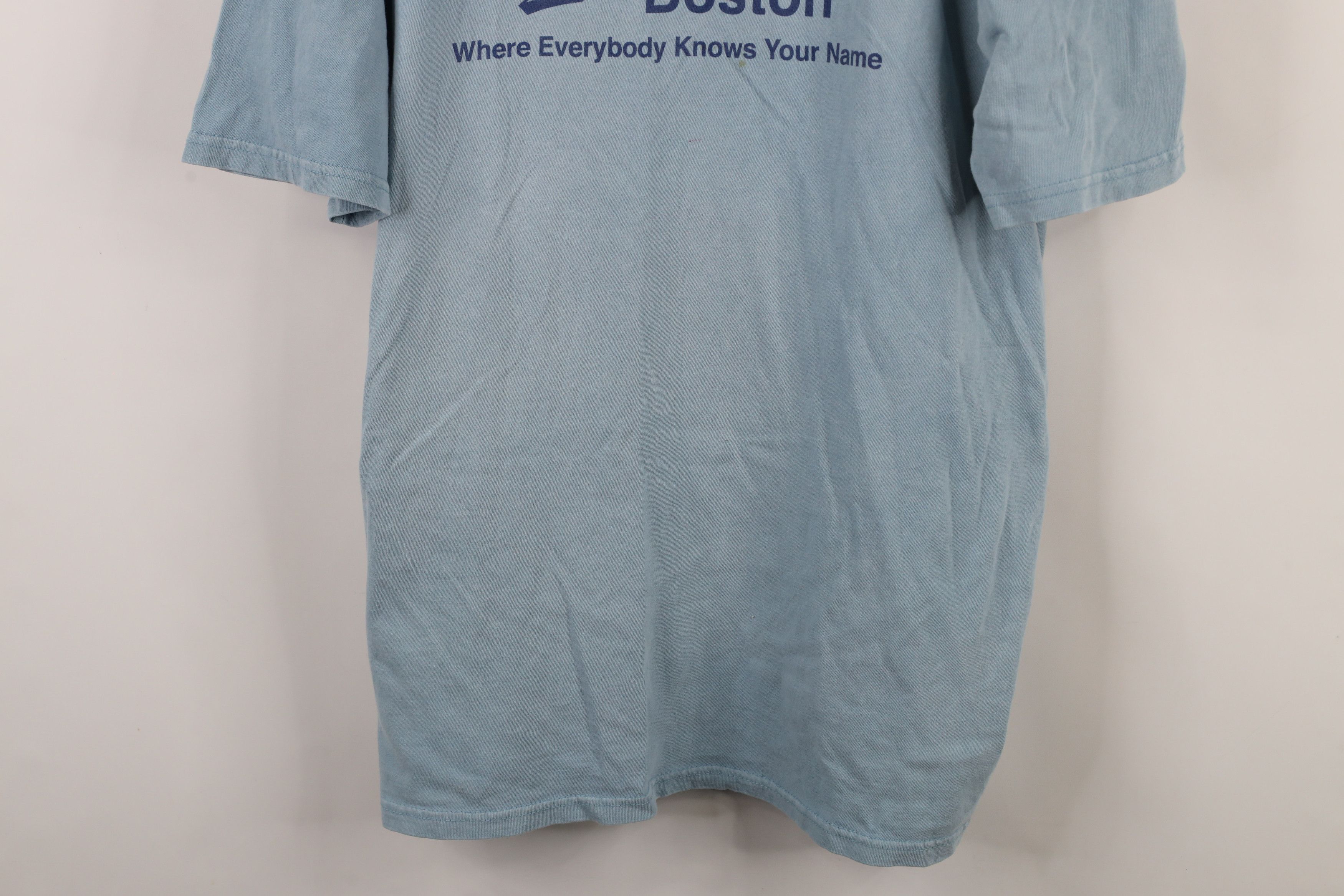 Vintage Vintage 90s Spell Out Cheers Boston Bar T-Shirt Blue Cotton Size US XL / EU 56 / 4 - 3 Thumbnail