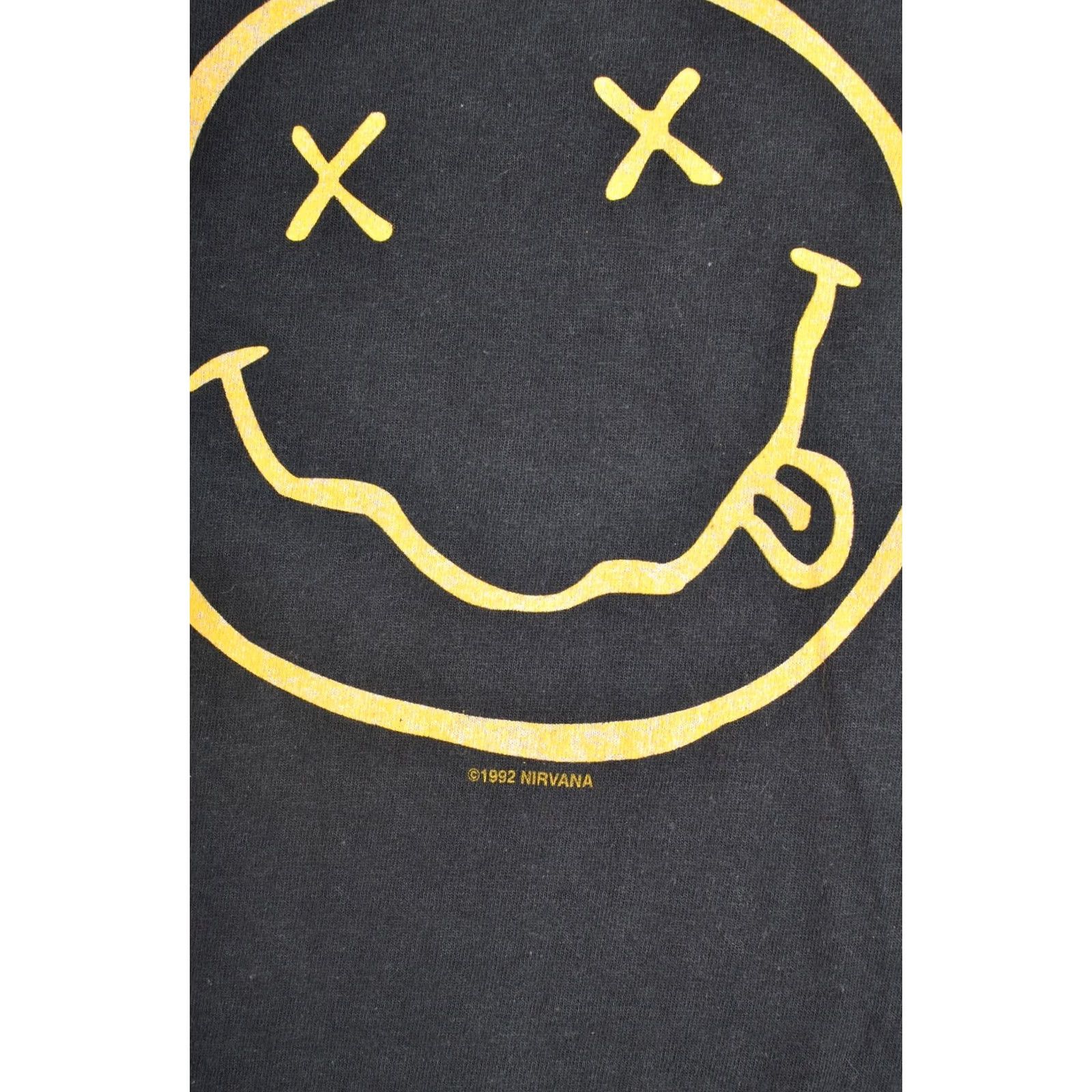 Gildan Gildan Nirvana Smiley Face Vintage T-Shirt Tee, Size S, Black, Short Sleeve Crew Neck, 100% Cotton, Made in Haiti, Mens Size US S / EU 44-46 / 1 - 3 Thumbnail