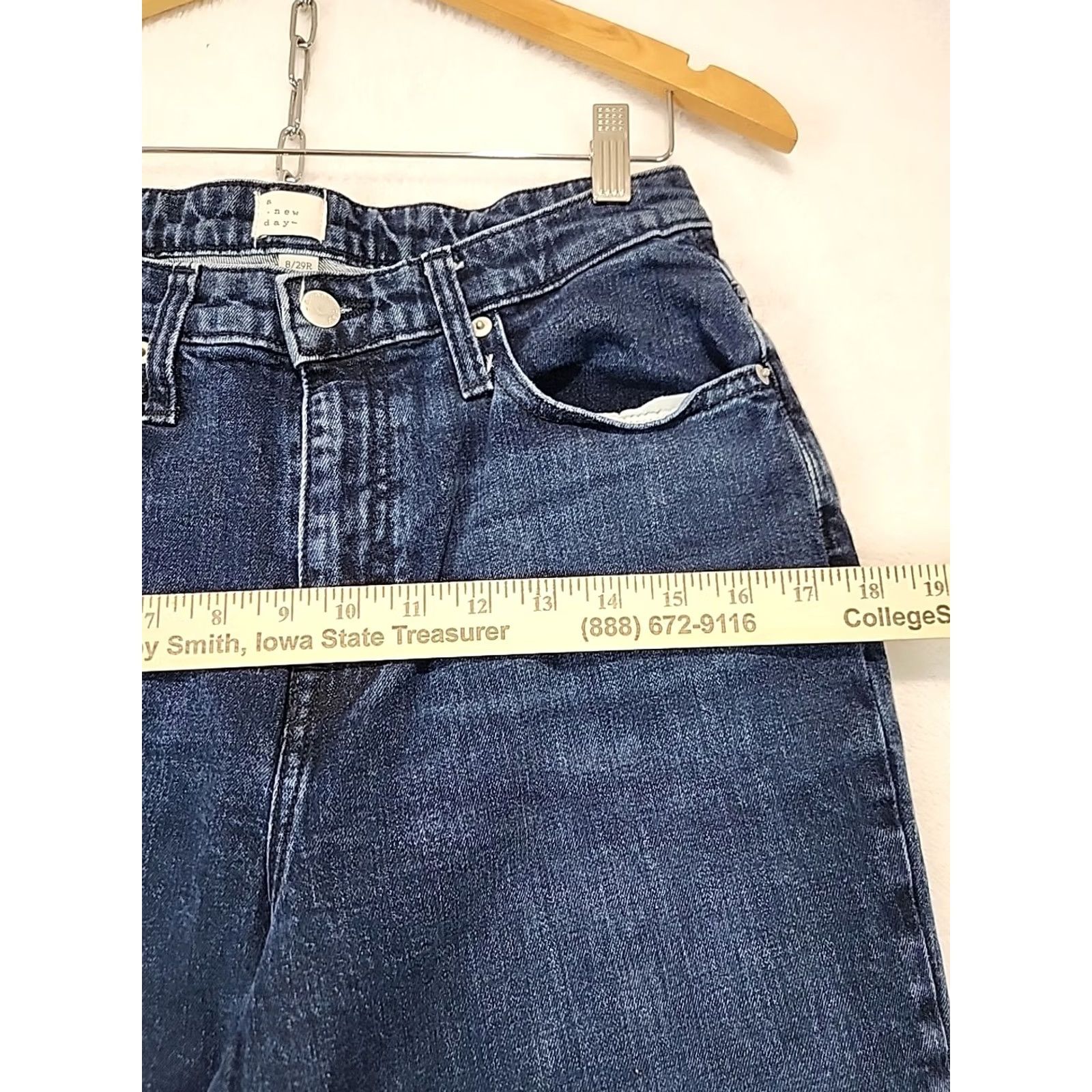 Vintage VINTAGE? A New Day Womens High Rise Tapered Leg Stretch Blue Mom Jeans 8/29R Retro Size 30" / US 8 / IT 44 - 6 Thumbnail