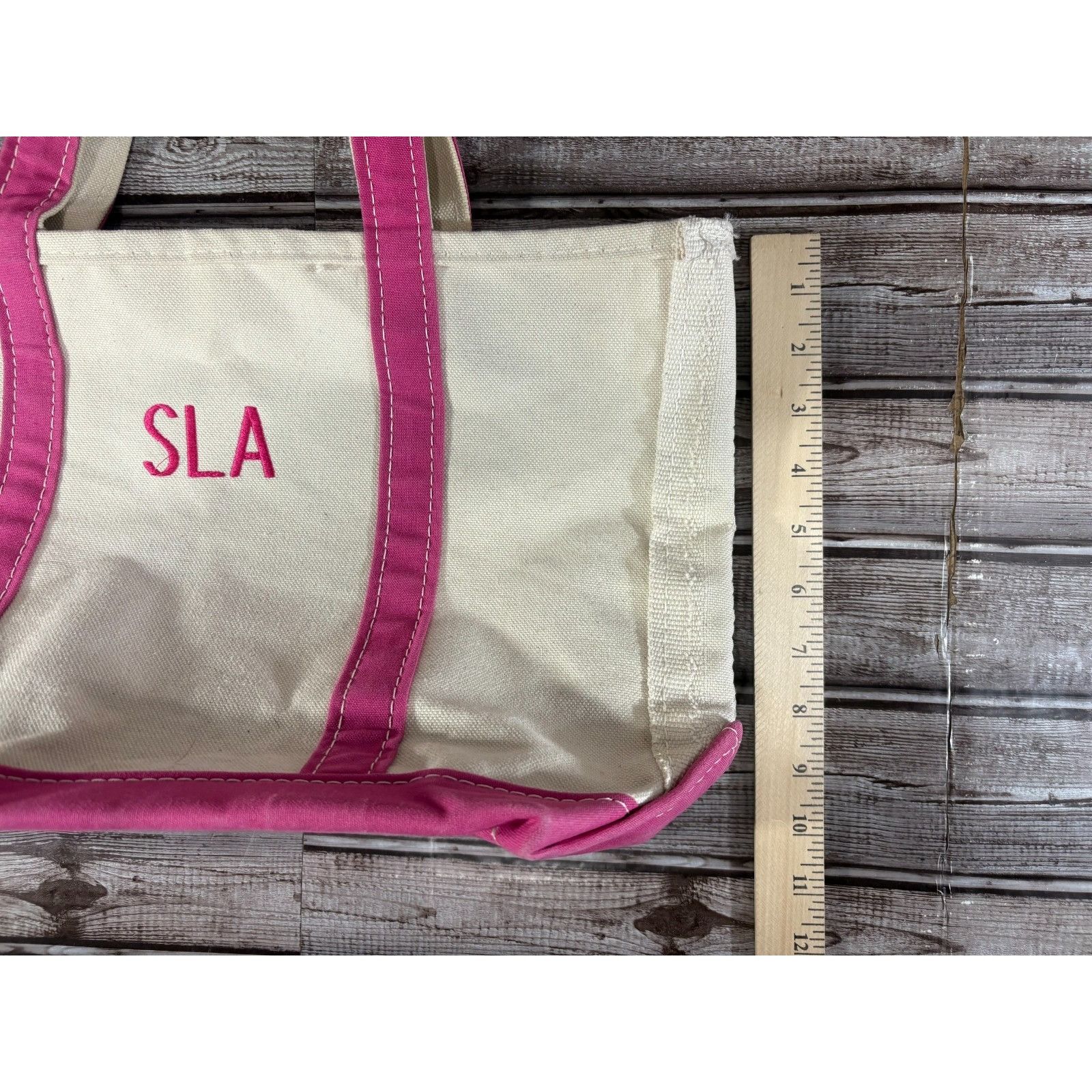 L.L. Bean LL BEAN BOAT AND TOTE canvans Bag 15" X 10" embroidered "SLA Size ONE SIZE - 8 Thumbnail