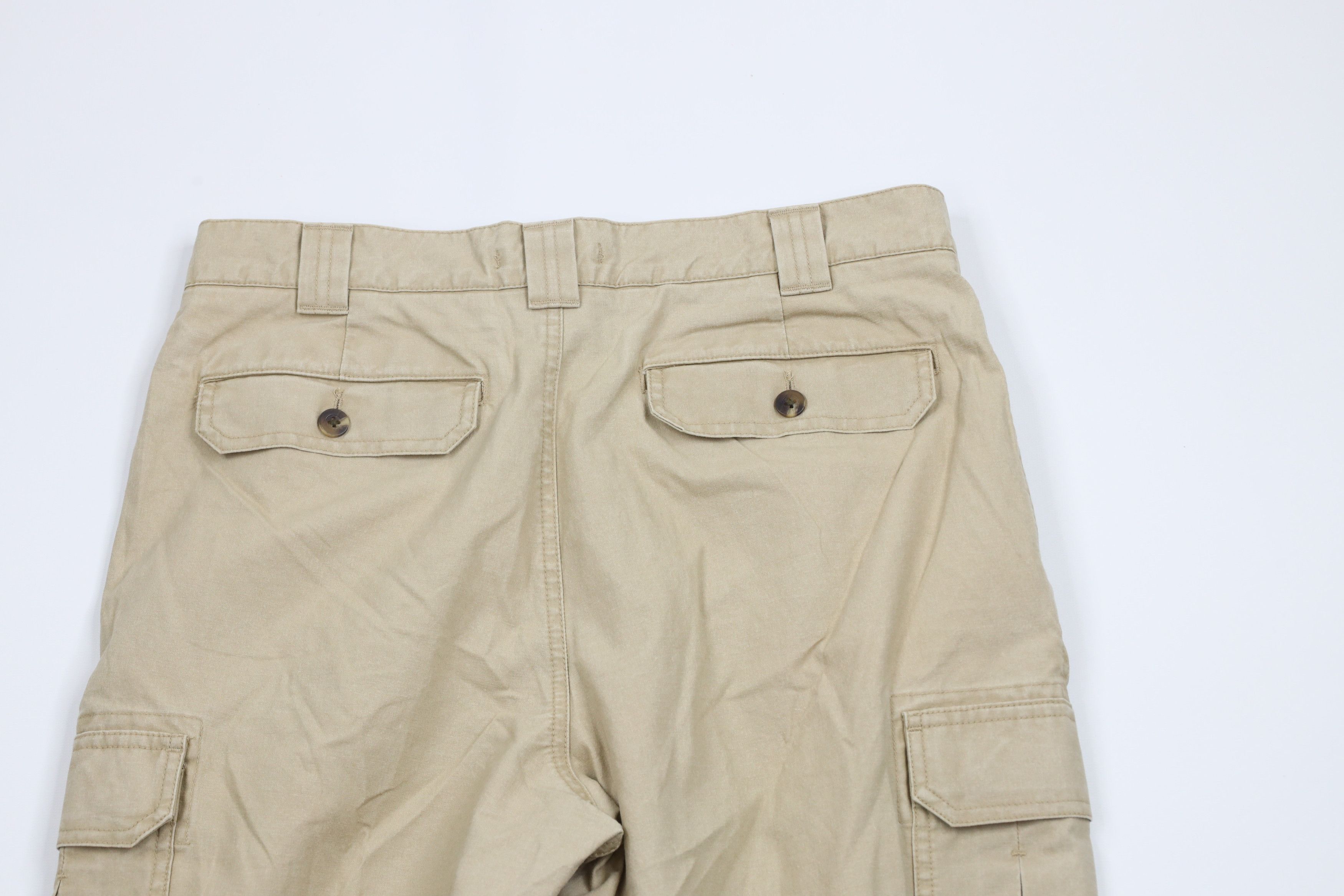 L.L. Bean × Vintage Vintage 90s LL Bean Stonewash Straight Leg Cargo Pants Beige Size US 31 - 9 Thumbnail