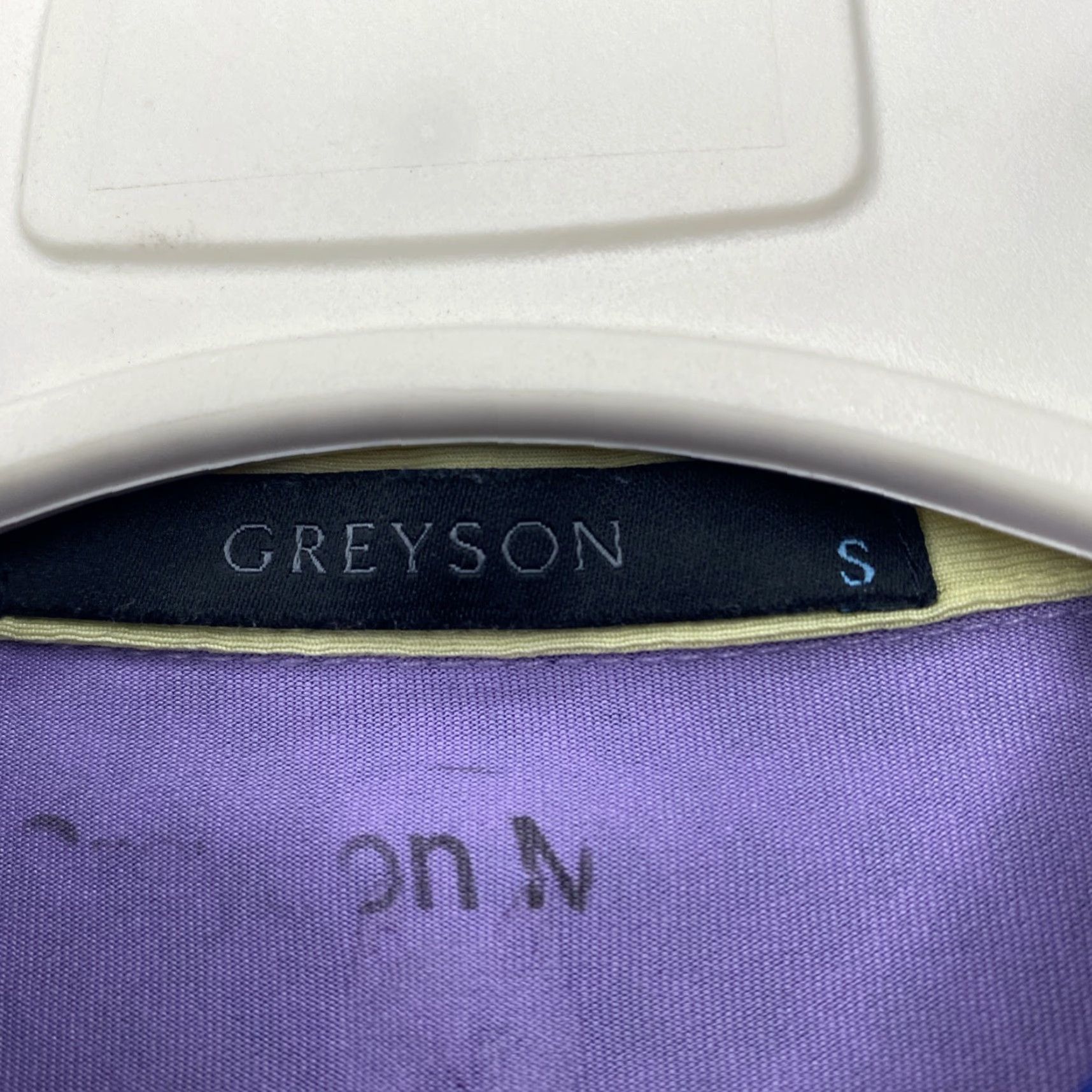 Vintage Greyson Den Of Thieves Golf Polo Shirt Wolf Print Men’s Small Purple Green 21x30 Size US S / EU 44-46 / 1 - 2 Thumbnail