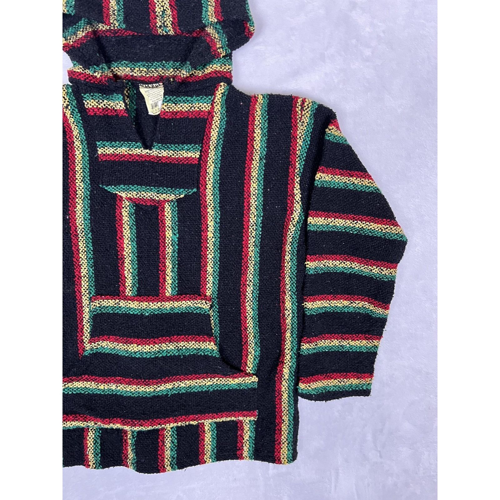 Other VTG Frank's Baja Hoodie Mens Medium Black Rasta Mexican Ponc Size US M / EU 48-50 / 2 - 3 Thumbnail