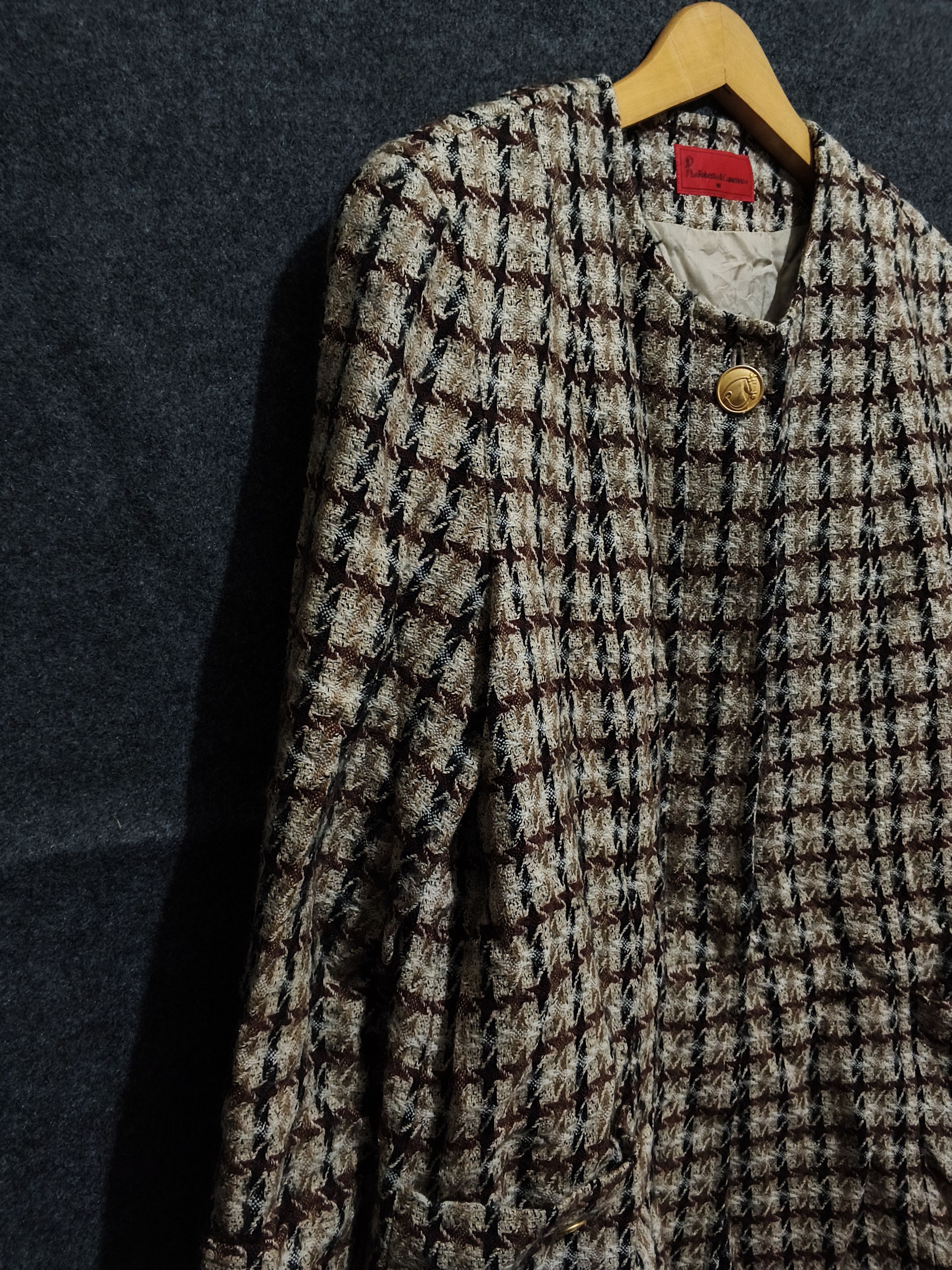Roberta di Camerino Vintage Roberta di Camerino Houndstooth Tweed Blazer Size S / US 4 / IT 40 - 5 Thumbnail