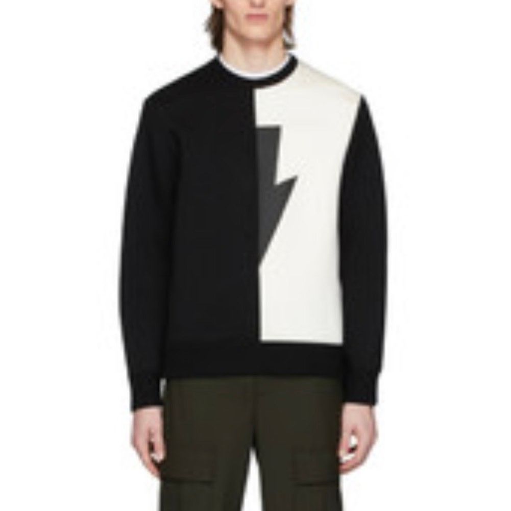 Neil Barrett Neil Barrett men’s sweater black/off-white lightning bolt L Size US L / EU 52-54 / 3 - 4 Thumbnail