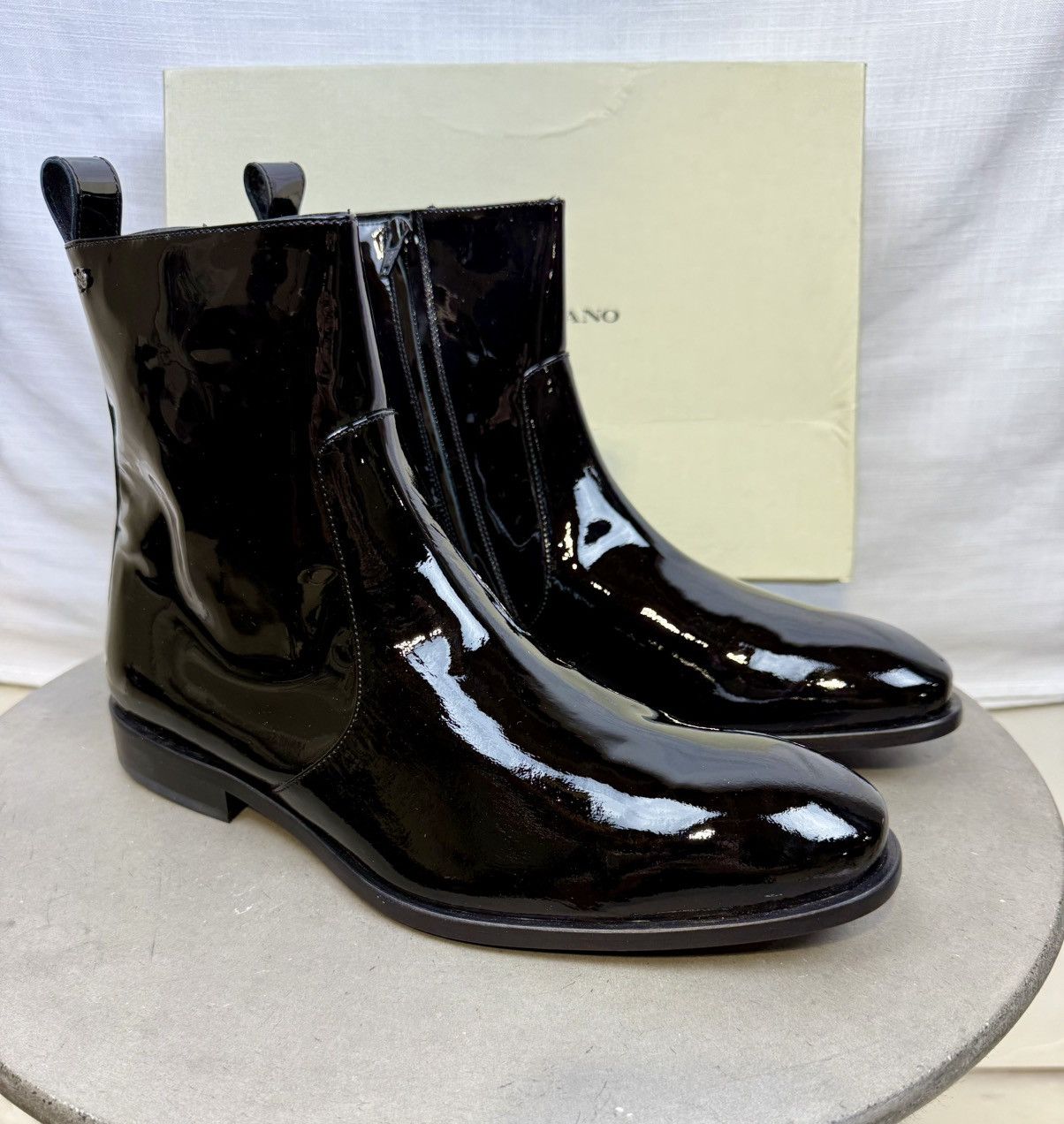 John Galliano Archive New in box Patent Leather Black Zip Boots 42 RARE! Size US 9 / EU 42 - 1 Thumbnail