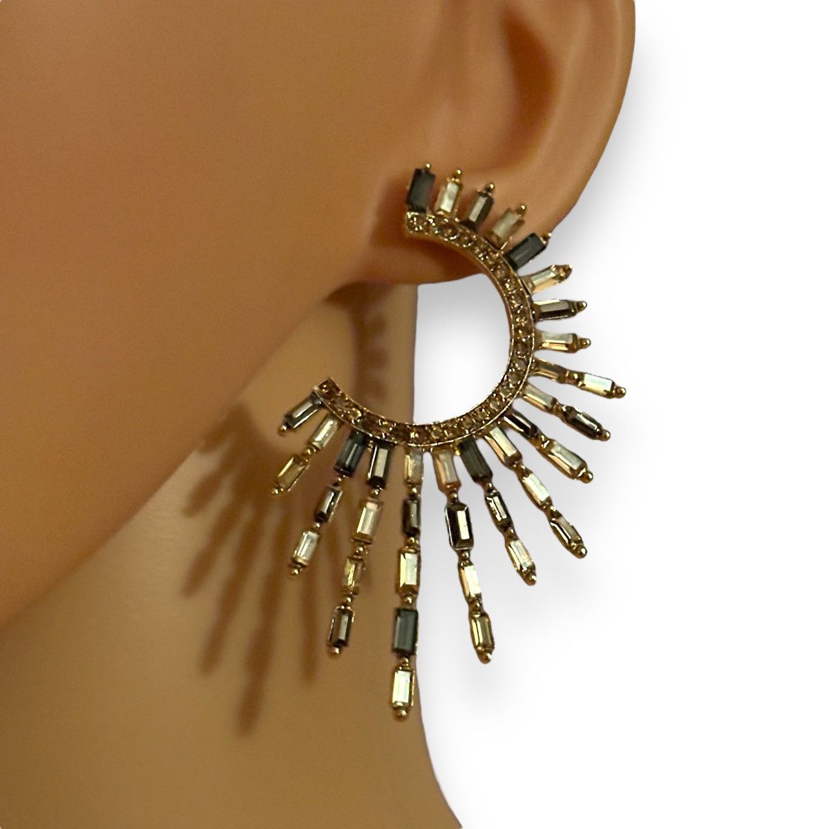 Other Gold tone gemstone sun ray drop earrings Size ONE SIZE - 3 Thumbnail