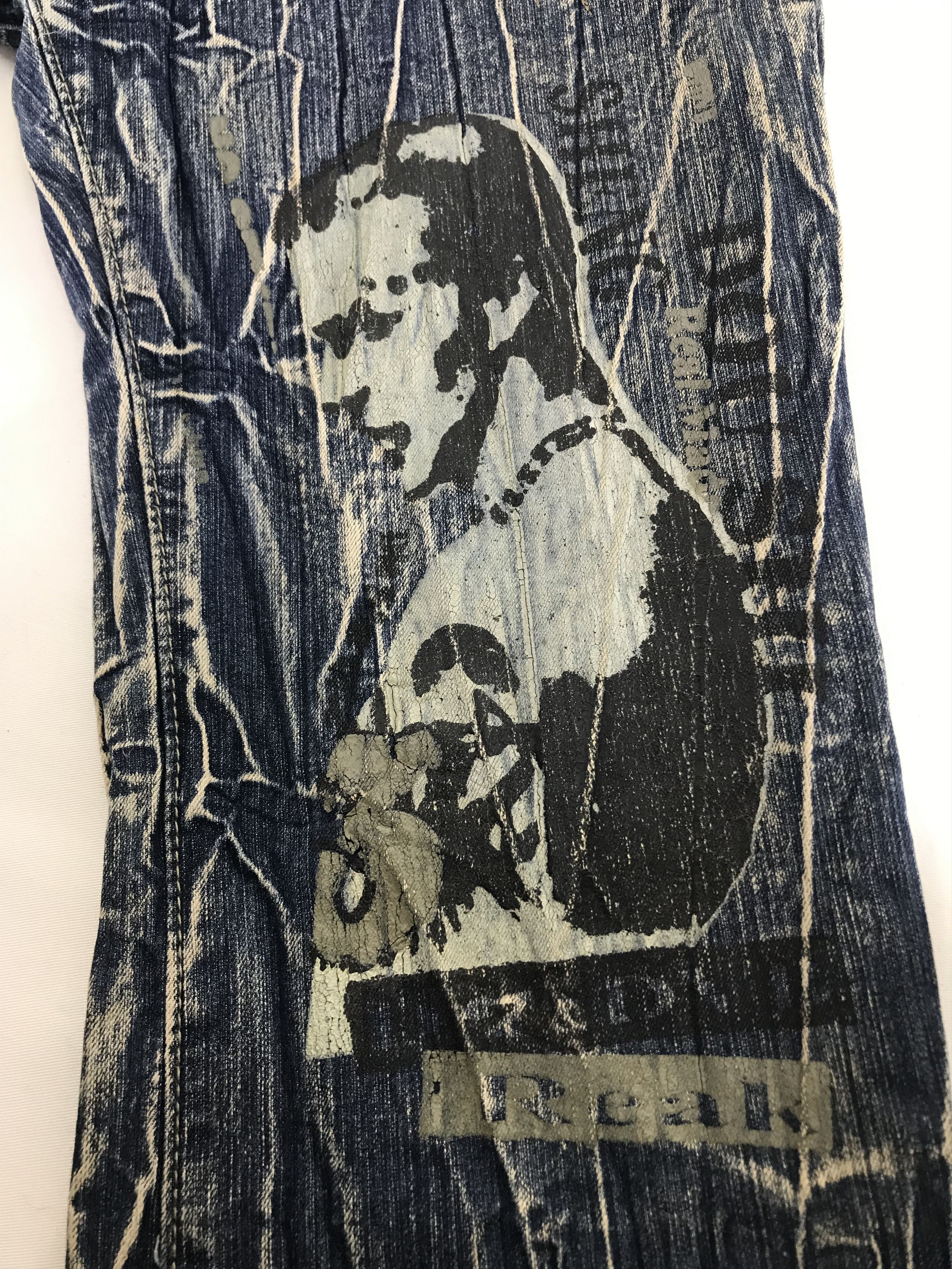 If Six Was Nine Vintage Japanese Bleach Art Printed Flare Jeans Size US 36 / EU 52 - 11 Thumbnail