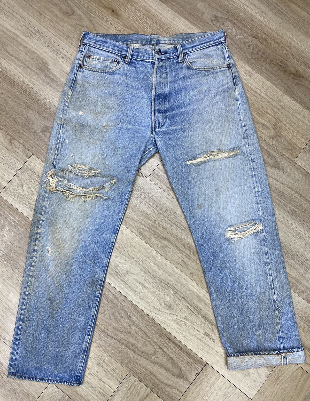 size 34 vintage levi's 501 redline distressed denime