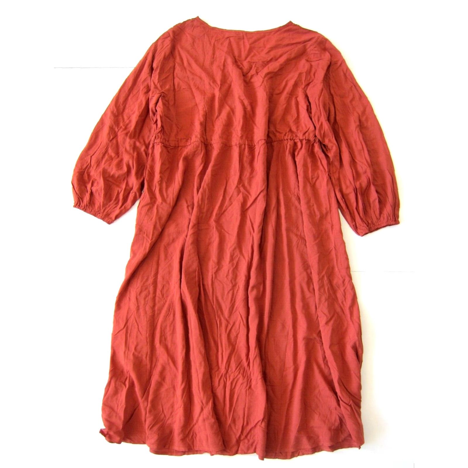 Vintage NWT Rusttydustty 100% Rayon Orange Ivory Embroidered Long Sleeve Maxi Dress 3XL Size XXL / US 16-18 / IT 52-54 - 2 Thumbnail