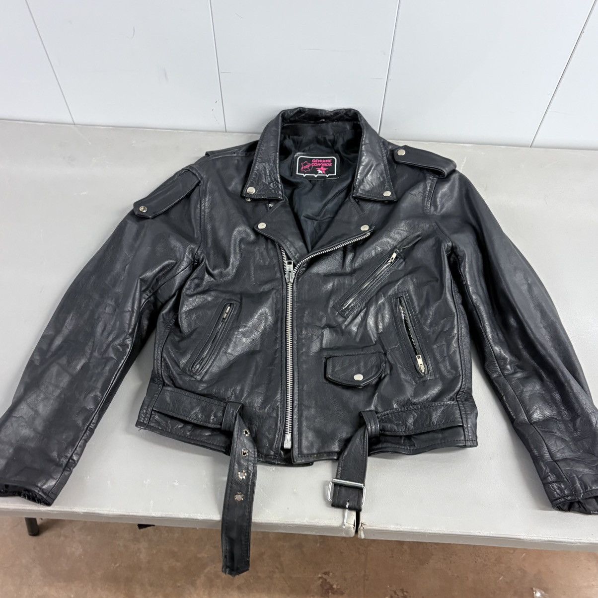 Other Black Genuine Cowhide Motorcycle Jacket - XS/S Size XS / US 0-2 / IT 36-38 - 1 Thumbnail