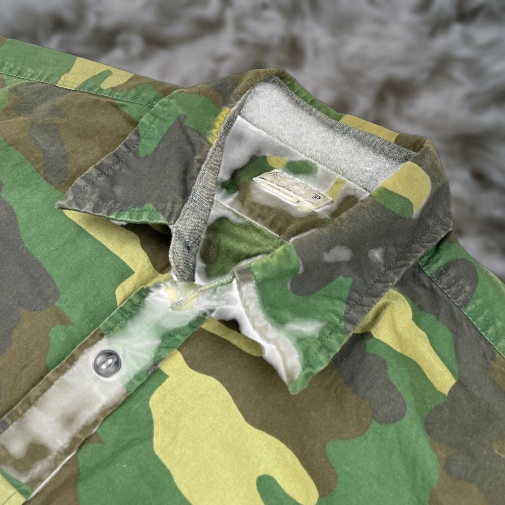 J.CREW Button-Front Work Shirt Green Camouflage Long Sleeve 100% Cotton Small Mens Chest Pockets Vintage: No