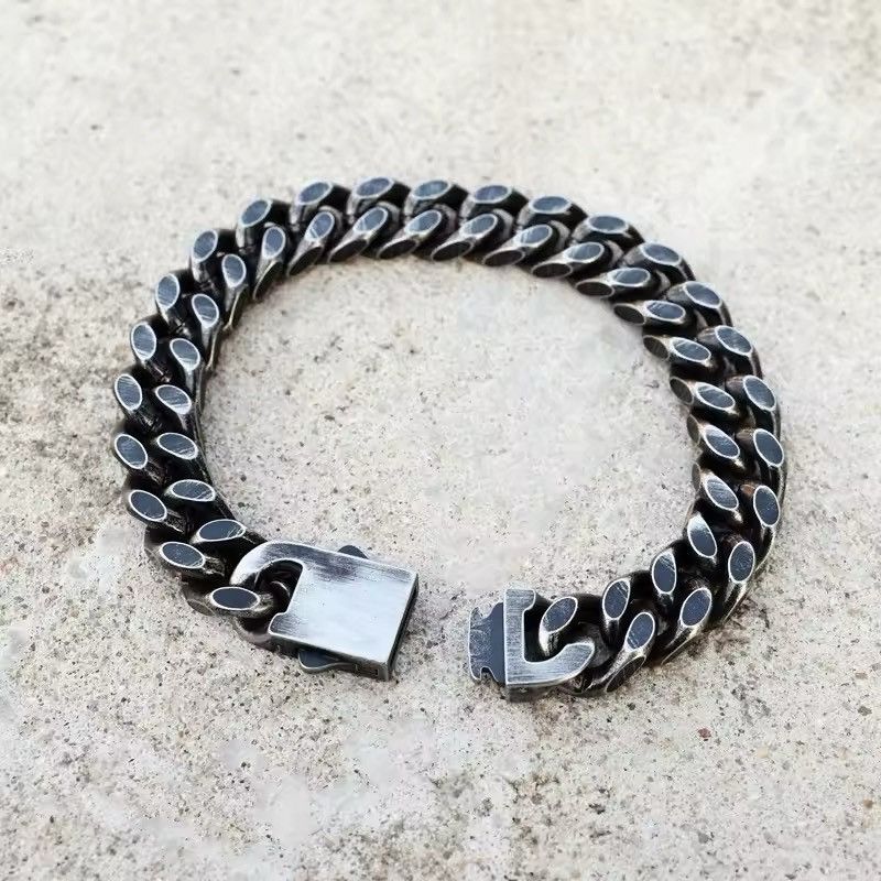 Jewelry Antique Black Plated Thick Chain Bracelet Size ONE SIZE - 8 Thumbnail