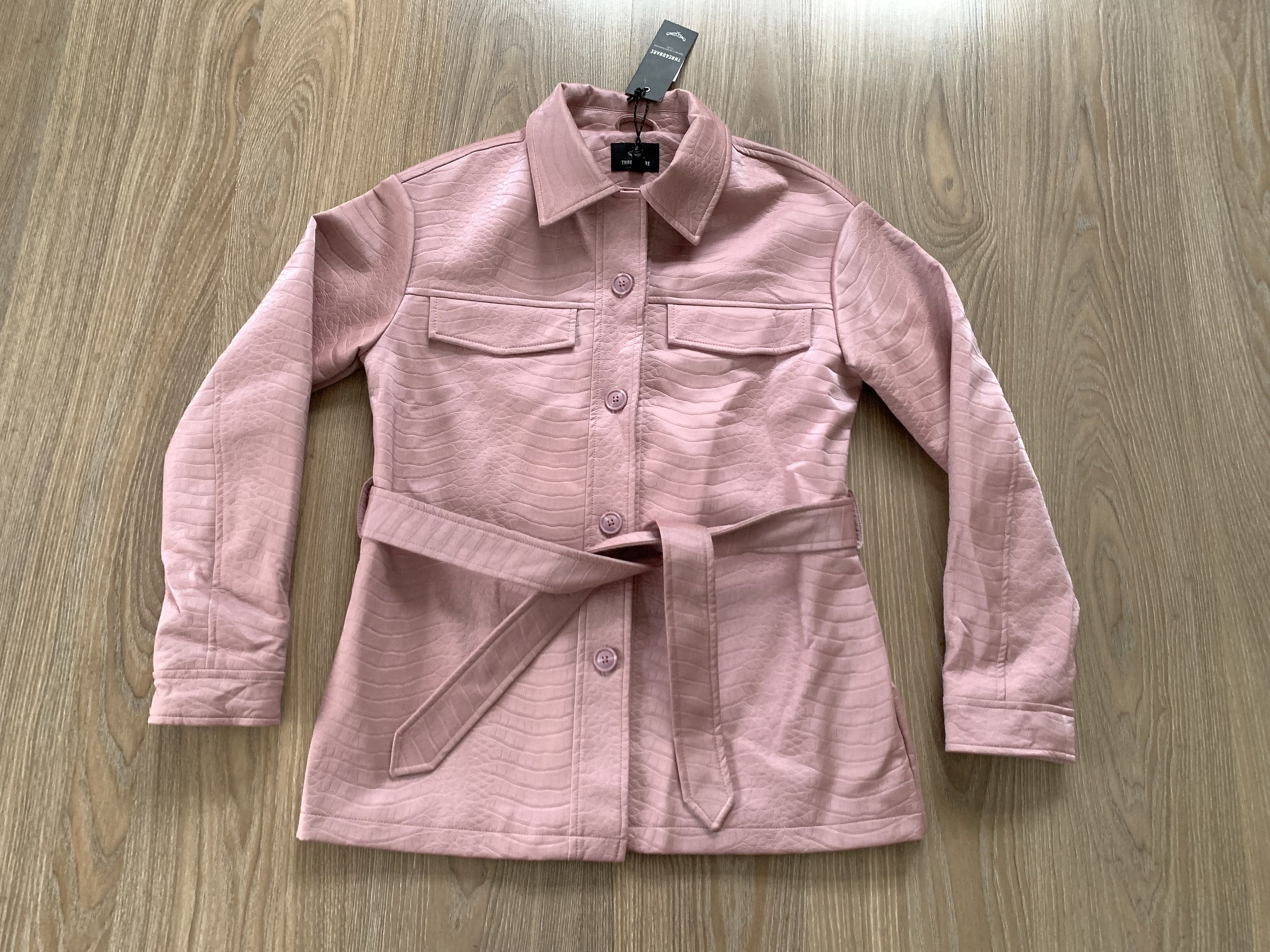 Other Womens Threadbare Pink Faux Leather Belted Jacket Size S / US 4 / IT 40 - 2 Thumbnail