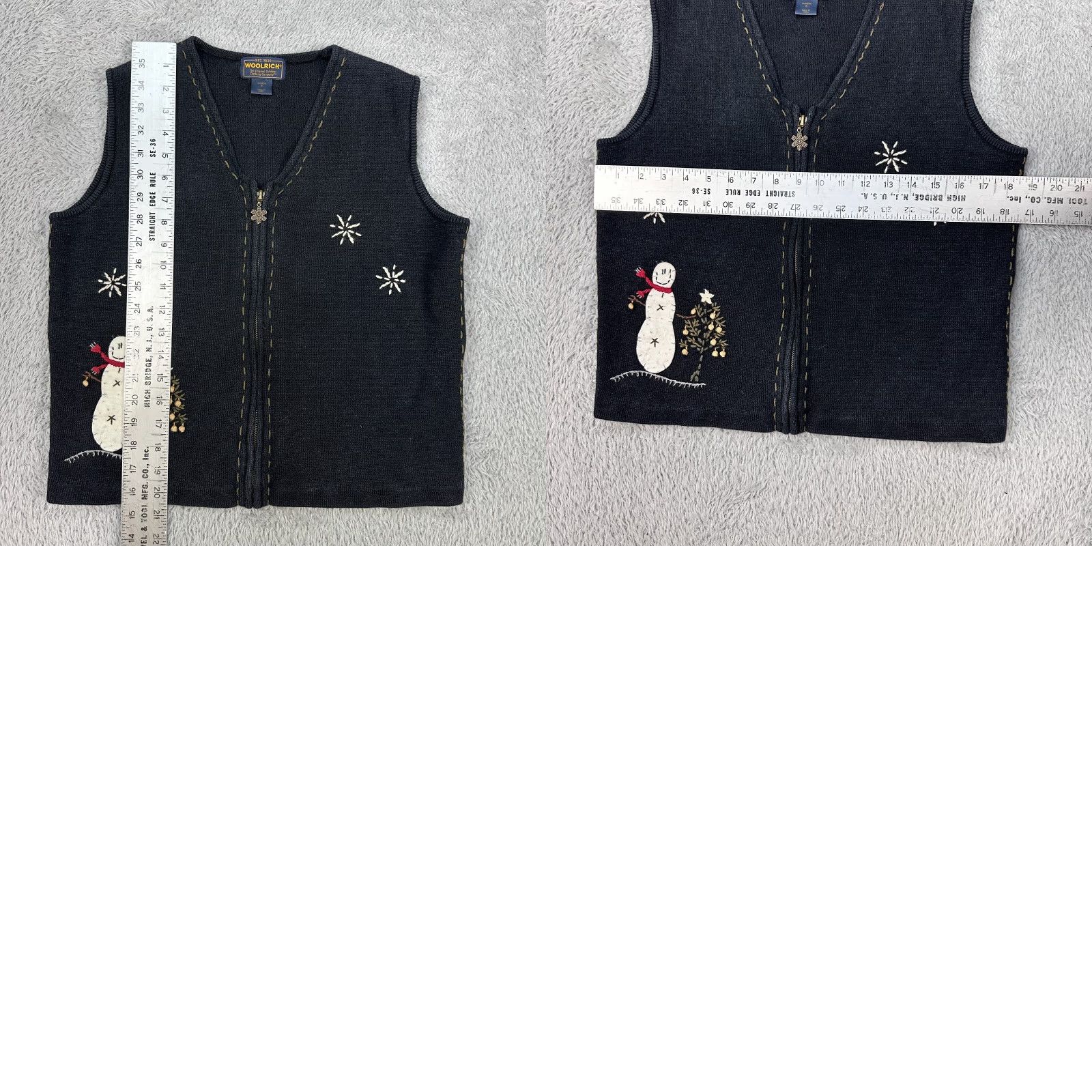 Vintage Woolrich Vest Womens S Black Embroidered Snowflake Snowman Zip Front Winter Pockets X-Mas 1990s (if applicable) Mens/Womens Size S / US 4 / IT 40 - 8 Thumbnail