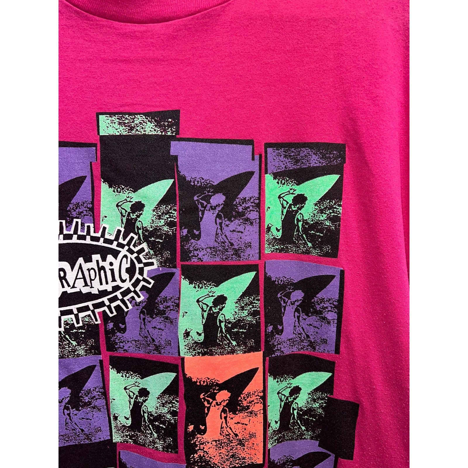 Vintage Vintage Surf Shirt Sun Sportswear Videographic Video Pink L Size US L / EU 52-54 / 3 - 3 Thumbnail
