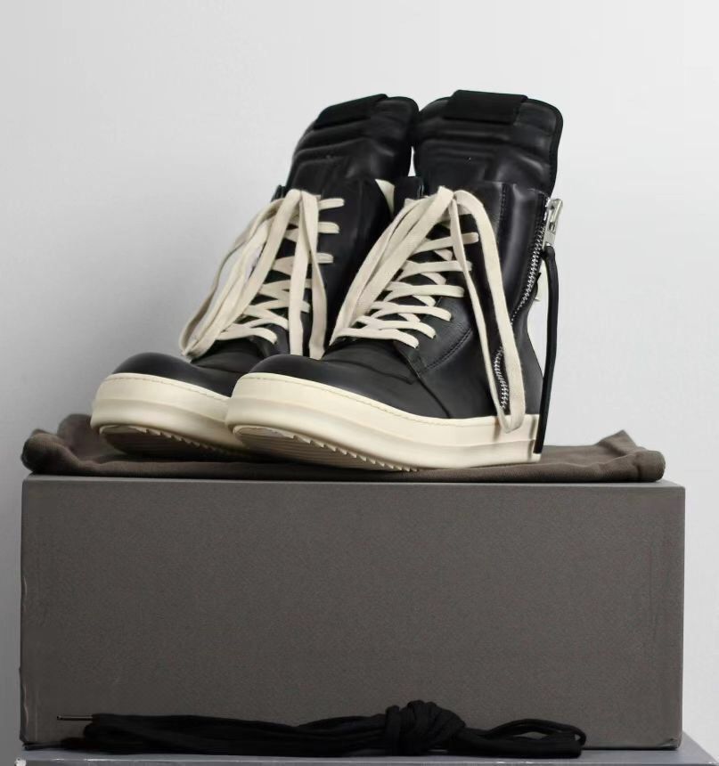 Rick Owens Rick owens main line leather black and white hook shoes