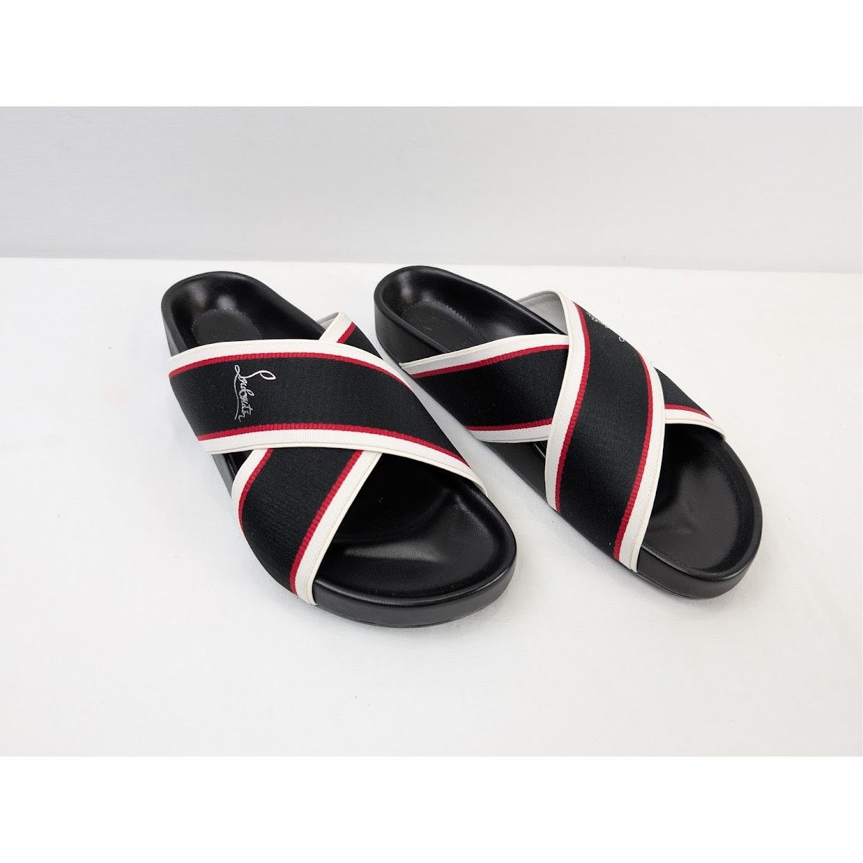 Christian Louboutin o1rshd1 Hot Cross Bizz Flat Slippers in Black/Multicolor Size US 10 / EU 43 - 6 Thumbnail