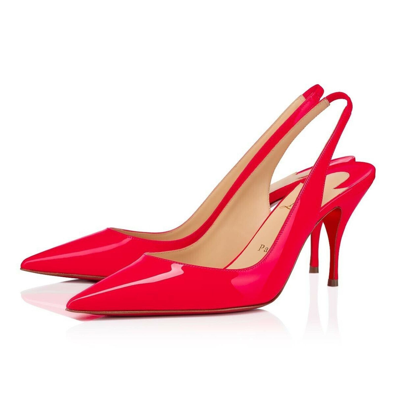 Christian Louboutin Christian Louboutin Clare Sling 80 Rose Pink Patent Fluo Size US 6 / IT 36 - 1 Thumbnail