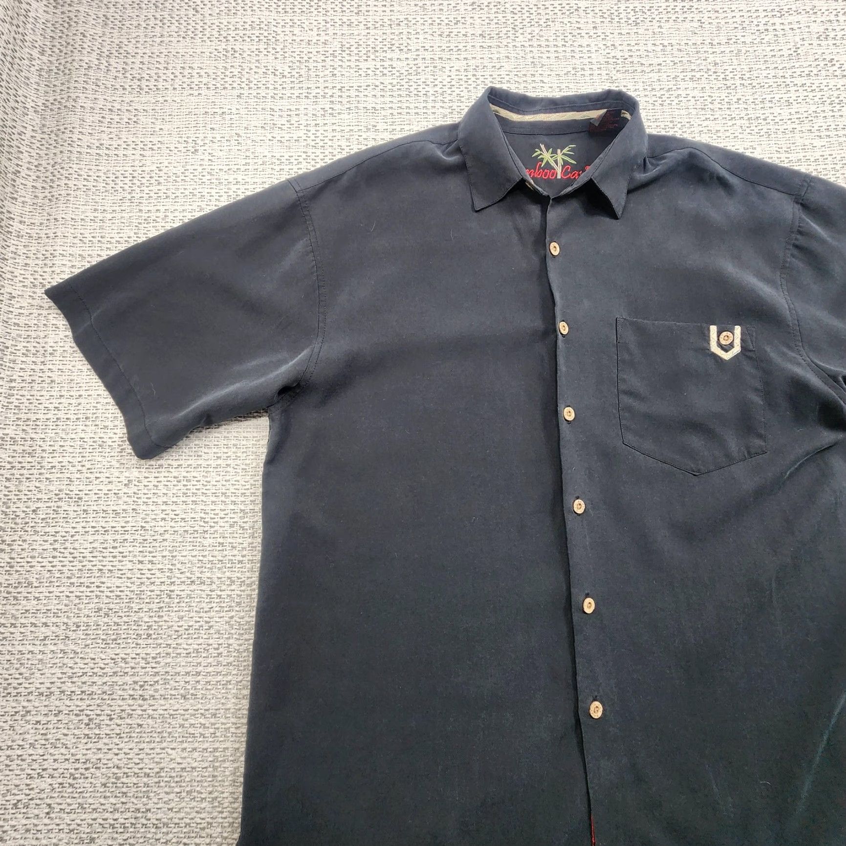 Vintage Bamboo Cay Shirt Men M Black Short Sleeve Button-Up Modal Polyester Pocket Size US M / EU 48-50 / 2 - 3 Thumbnail