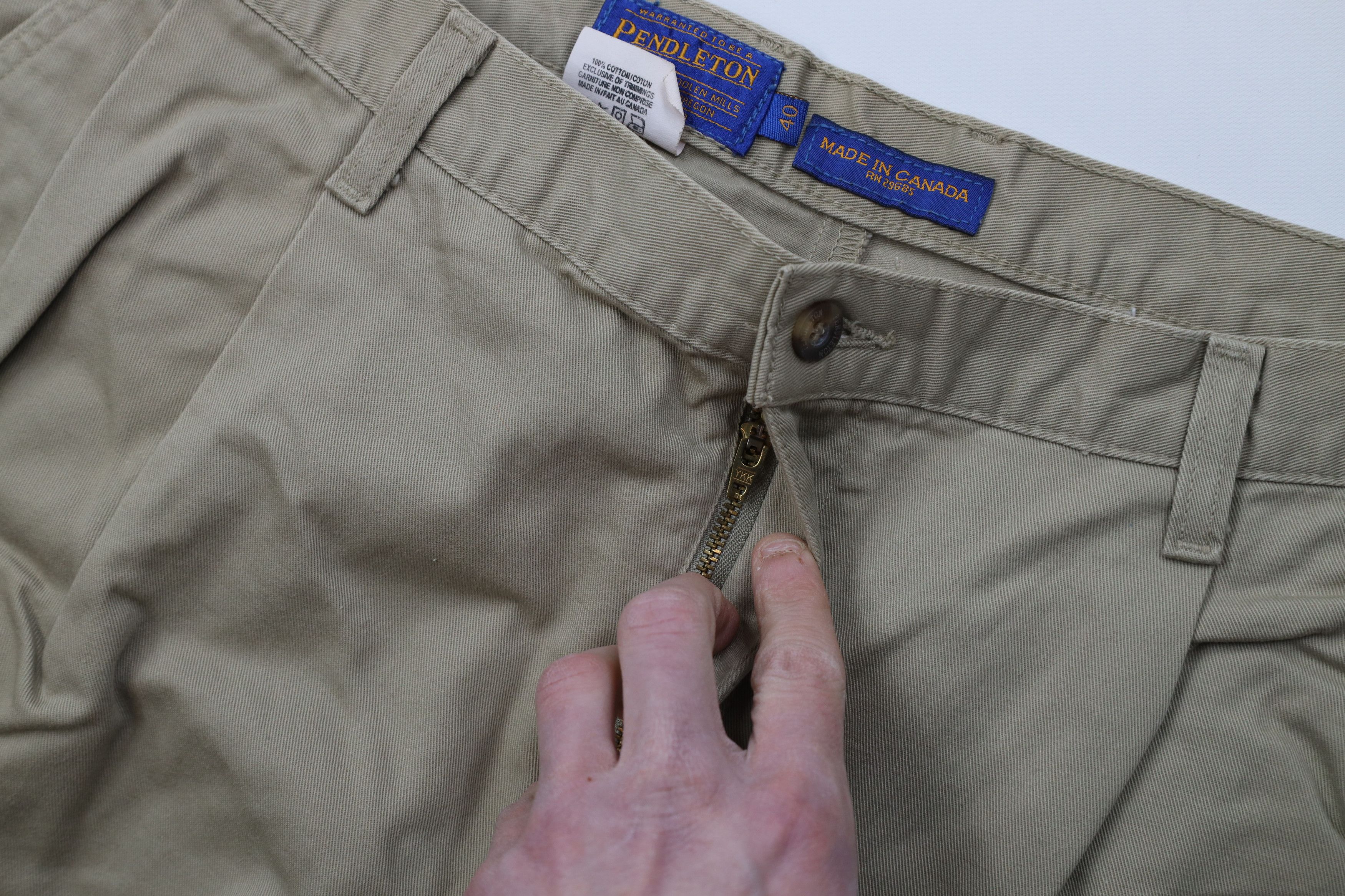 Pendleton Vintage 90s Pendleton Cuffed Wide Leg Chino Pants Beige Size US 40 / EU 56 - 9 Thumbnail