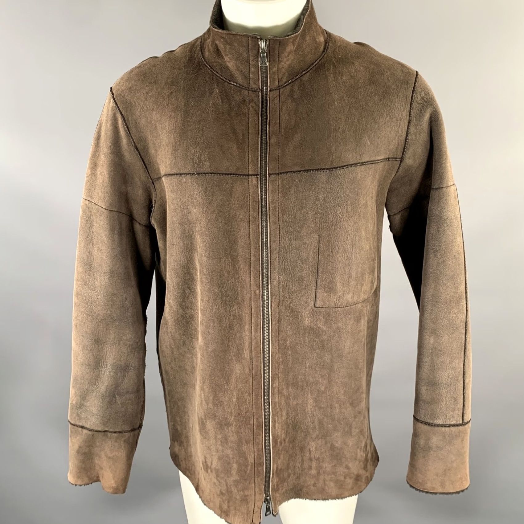Jil Sander JIL SANDER Jacket M Beige Brown Cotton Layered Suede Lined Jacket Mens Italy Size US M / EU 48-50 / 2 - 5 Thumbnail