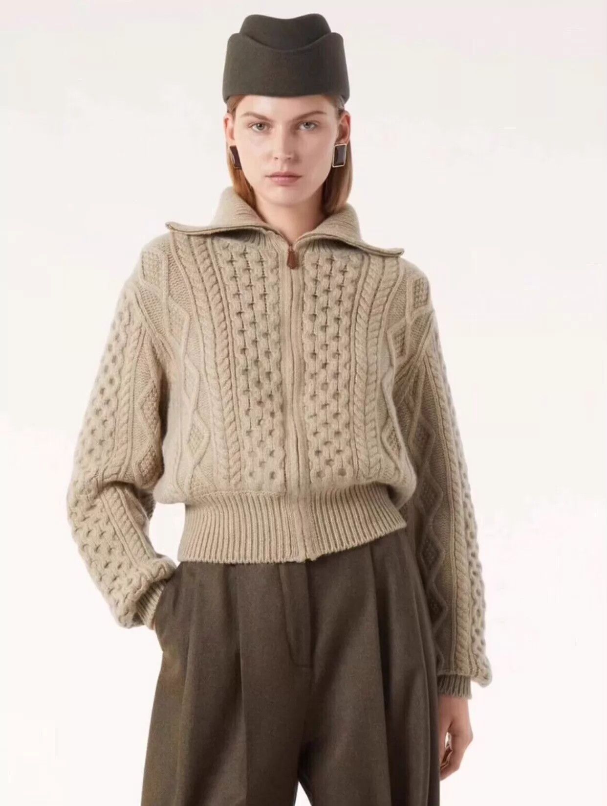 Loro Piana Loro Piana Women's Gray Cashmere Cable Knit Logo Zip S Size S / US 4 / IT 40 - 2 Thumbnail