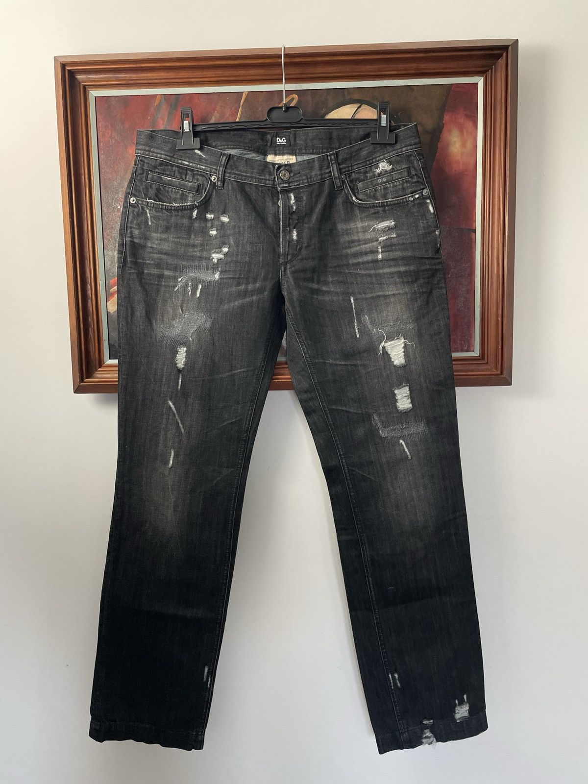 image of Distressed Denim x Dolce Gabbana Dolce&gabbana D&g Vintage Y2K Denim Jeans Distressed Pant in Black