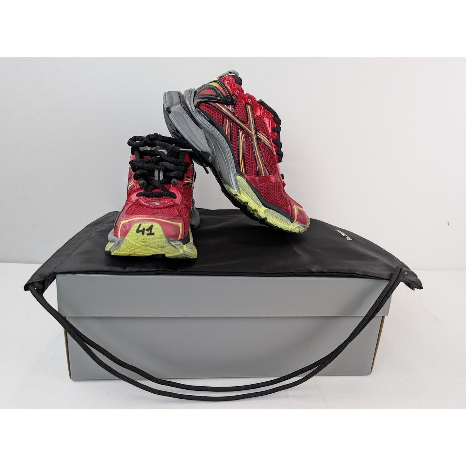 Balenciaga o1rshd1 Mesh Rubber Runner in Red/Yellow/Grey/Black Size US 13 / EU 46 - 14 Thumbnail