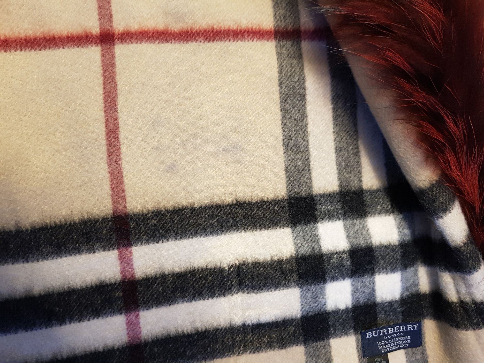 Burberry Burberry 100% Cashmere Fur Trim Scarf/Shawl Wrap Plaid Desig Size ONE SIZE - 19 Thumbnail