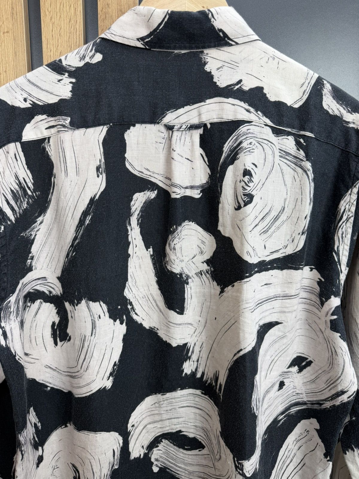 L'Homme Rouge L’Homme Rouge Linen Shirt Abstract Print Black Beige Size L Size US L / EU 52-54 / 3 - 9 Thumbnail