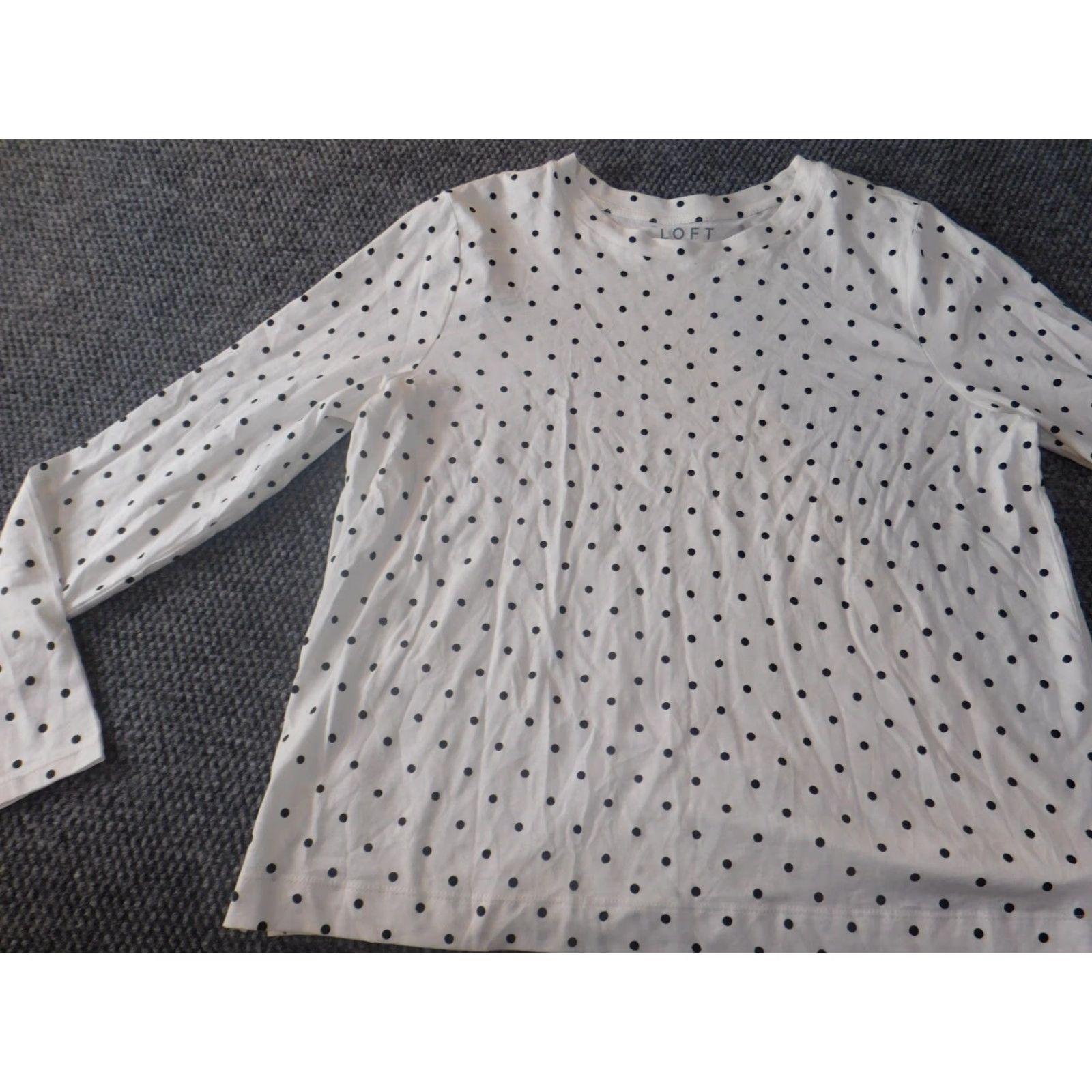 Ann Taylor Loft Ann Taylor Loft Blouse White XL V-Neck Long Sleeve Casual Shirt Womens Regular Button Pullover Cotton Down White Dot Size XL / US 12-14 / IT 48-50 - 3 Thumbnail