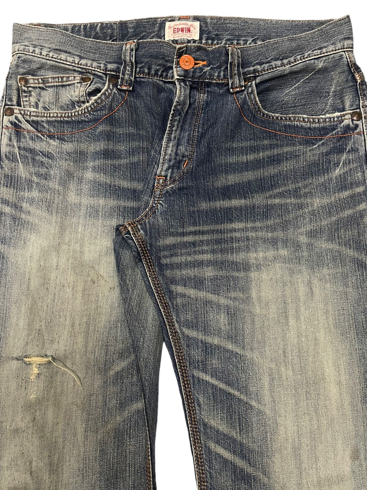 Edwin Vintage 90s Edwin Faded Wash Style Distress Loose Jeans Size US 36 / EU 52 - 4 Thumbnail