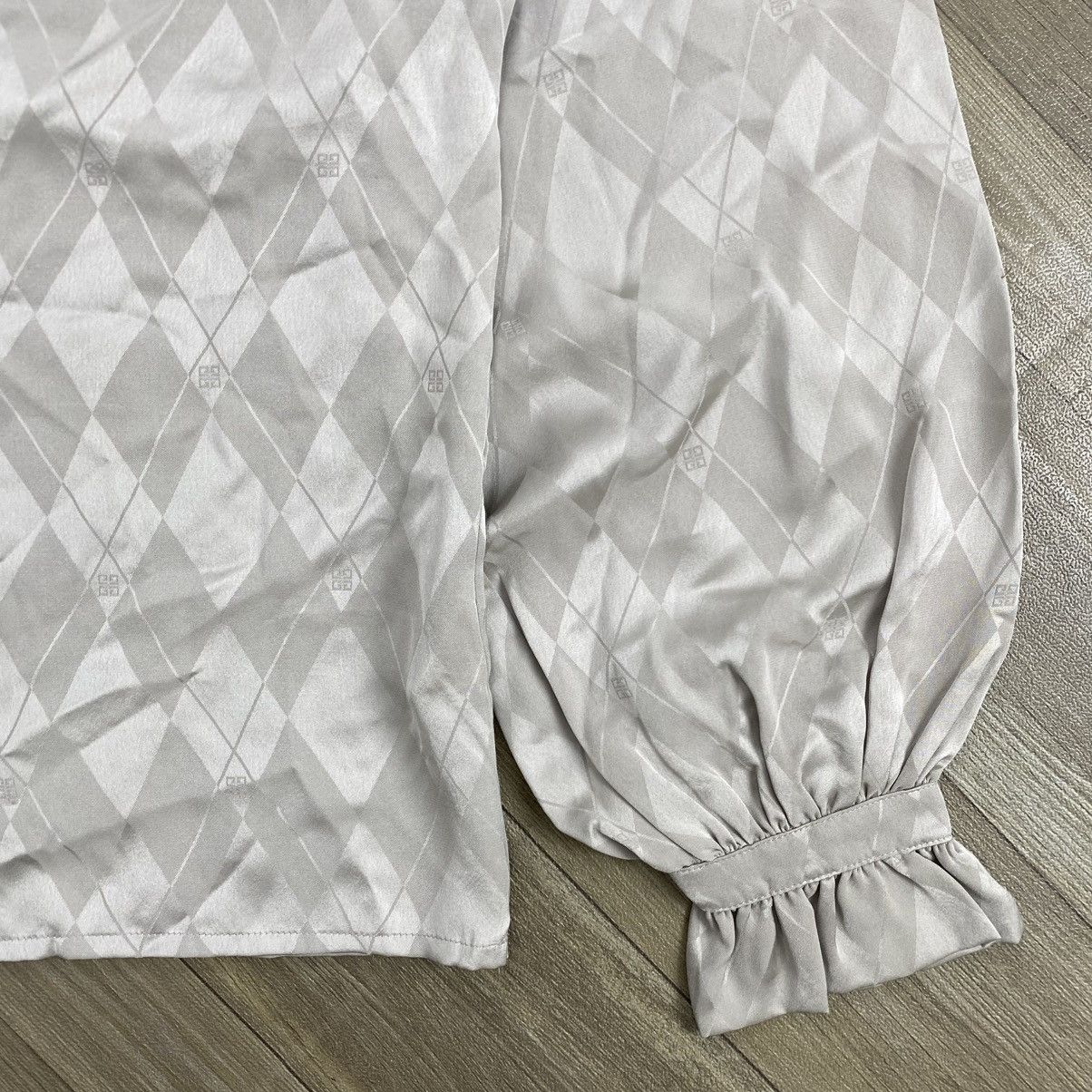 Givenchy Vintage Givenchy Glamour Diamond Jacquard Tie-Neck Blouse Size S / US 4 / IT 40 - 7 Thumbnail