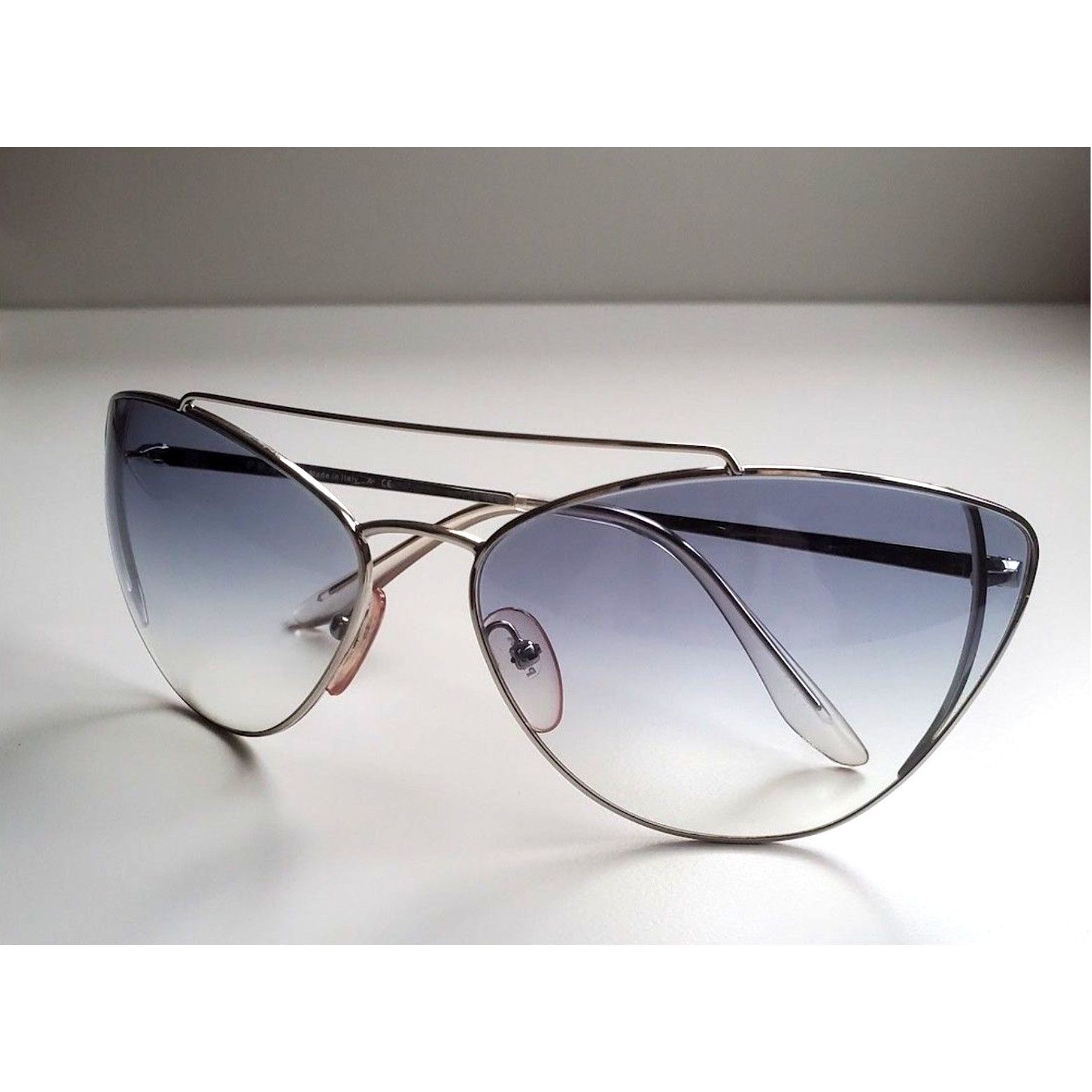 Prada Prada Cat Eye Sunglasses SPR65V Blue Metal Frame 68 130 Size ONE SIZE - 4 Thumbnail