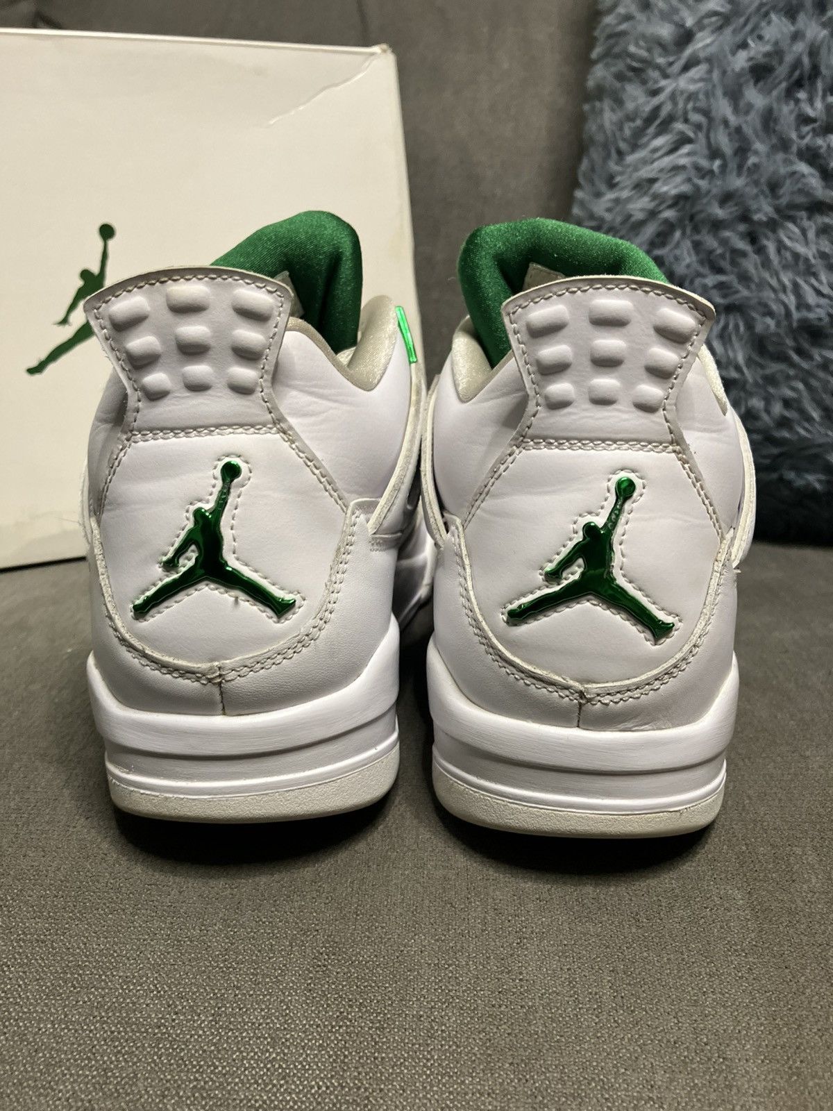 Jordan Brand Sz 9.5m- AJ4 Retro Metallic Green- used/og box Size US 9.5 / EU 42-43 - 4 Thumbnail