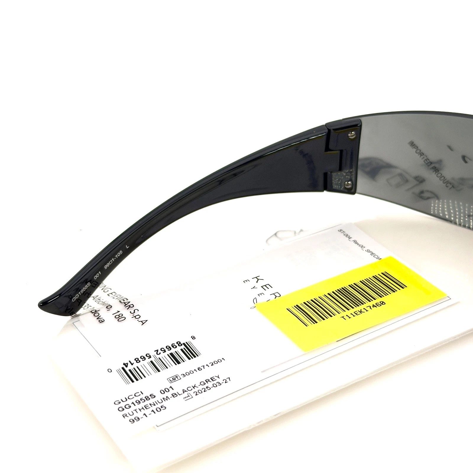 Gucci GUCCI GG1958S Black Narrow Wrap 1958 Logo Sunglass 001 Size ONE SIZE - 6 Thumbnail