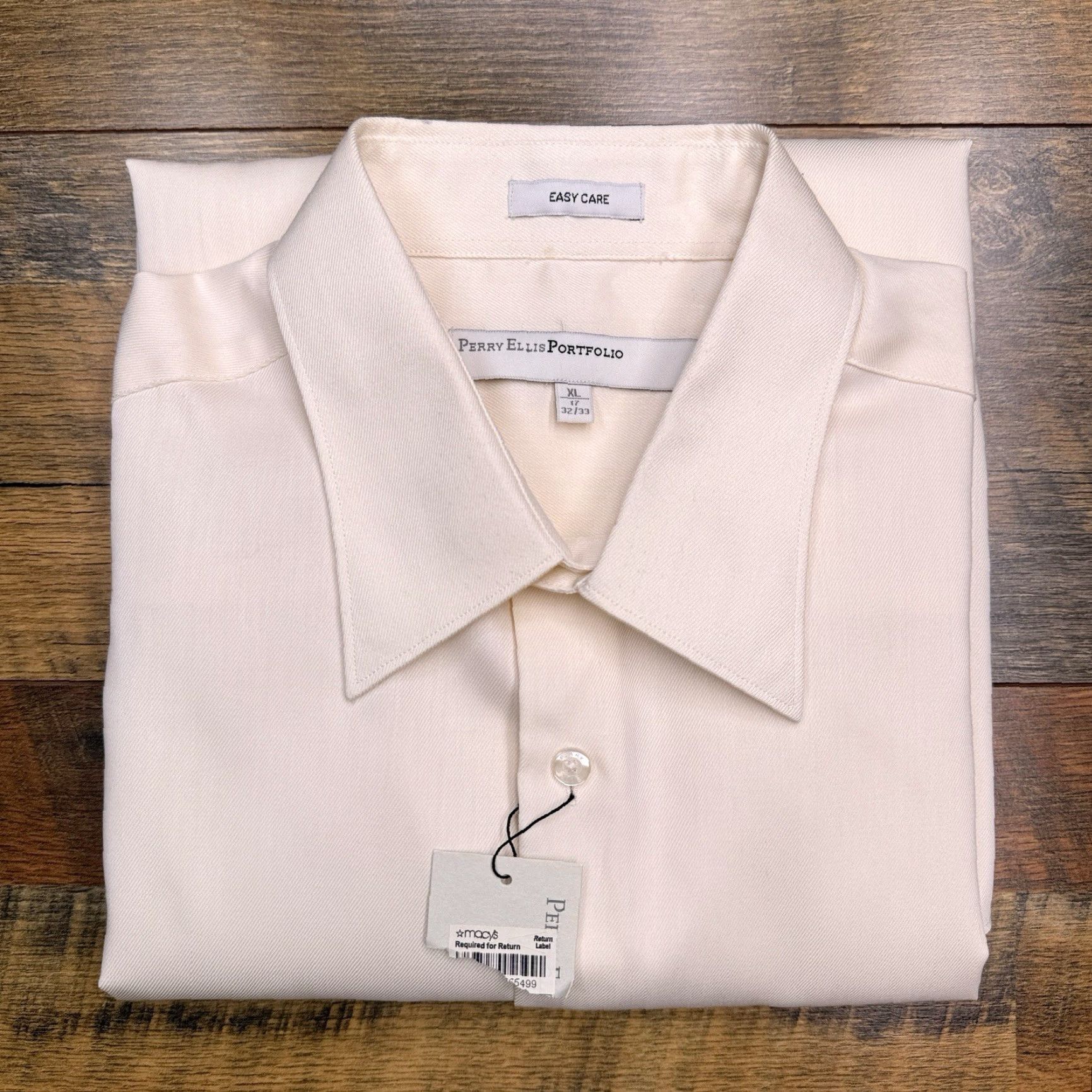 Perry Ellis Perry Ellis Easy Care Shirt Mens XL Button-Up Long Sleeve Collared Beige Twill Cotton Blend Regular - White tag? Size US XL / EU 56 / 4 - 2 Thumbnail