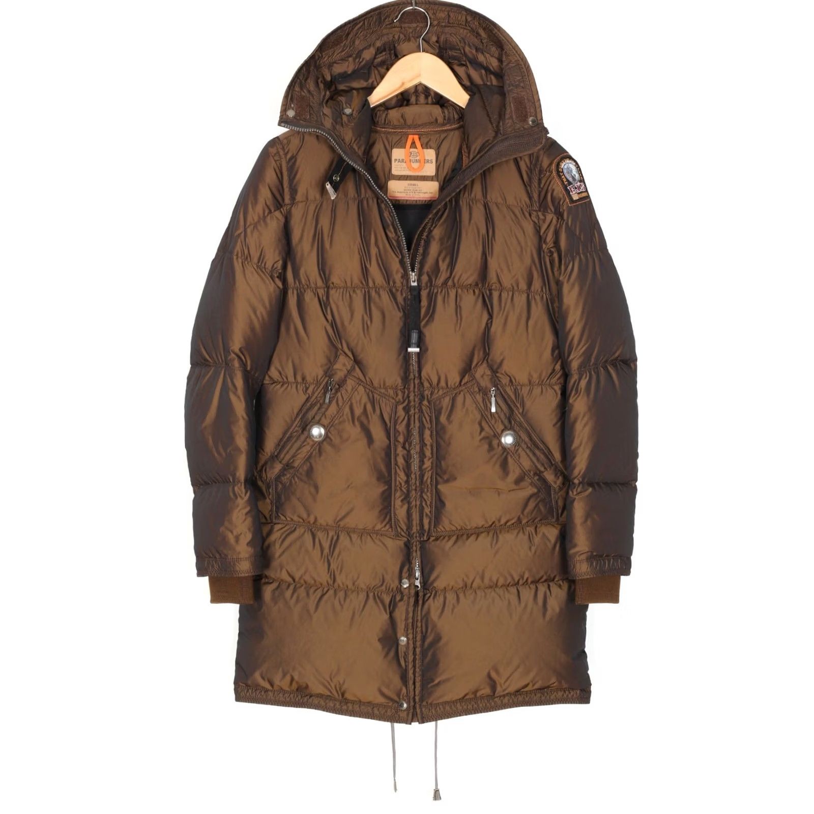 Parajumpers PARAJUMPERS Hooded Down Puffer Jacket Women Size S Slim Fit Brown Logo All Seasons Material: Down (Jacket) Size S / US 4 / IT 40 - 2 Thumbnail