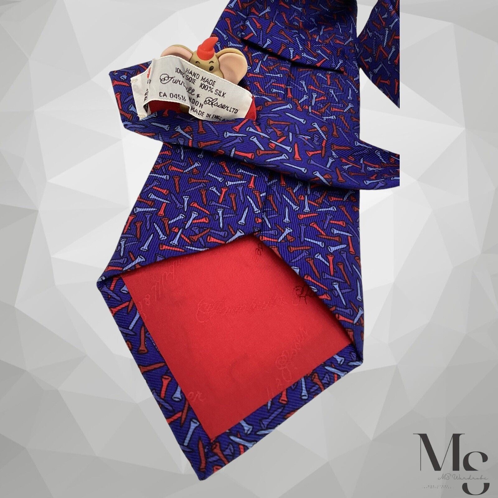 Turnbull & Asser TURNBULL & ASSER Blue Nails Print Silk Tie Made In England W Size ONE SIZE - 4 Thumbnail