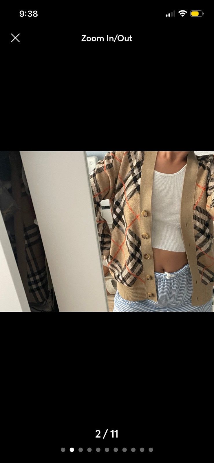 Burberry S Burberry Woman’s Oversized Fit Check Wool Blend Cardigan Size S / US 4 / IT 40 - 1 Thumbnail